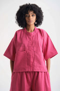 Pink Dahlia Top in organic Drill Cotton by White Canvas - Image 1
