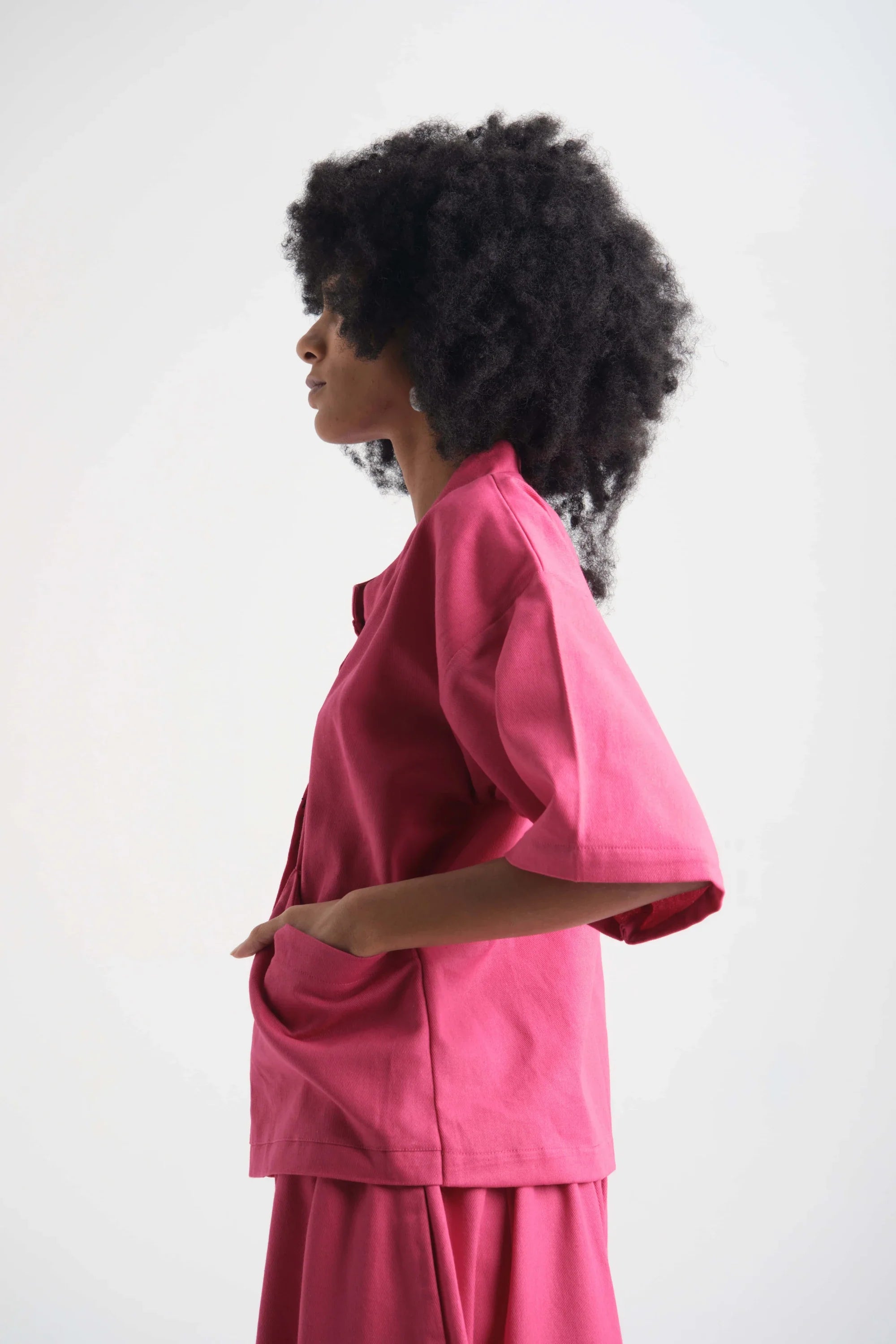 Pink Dahlia Top in organic Drill Cotton by White Canvas - Image 3