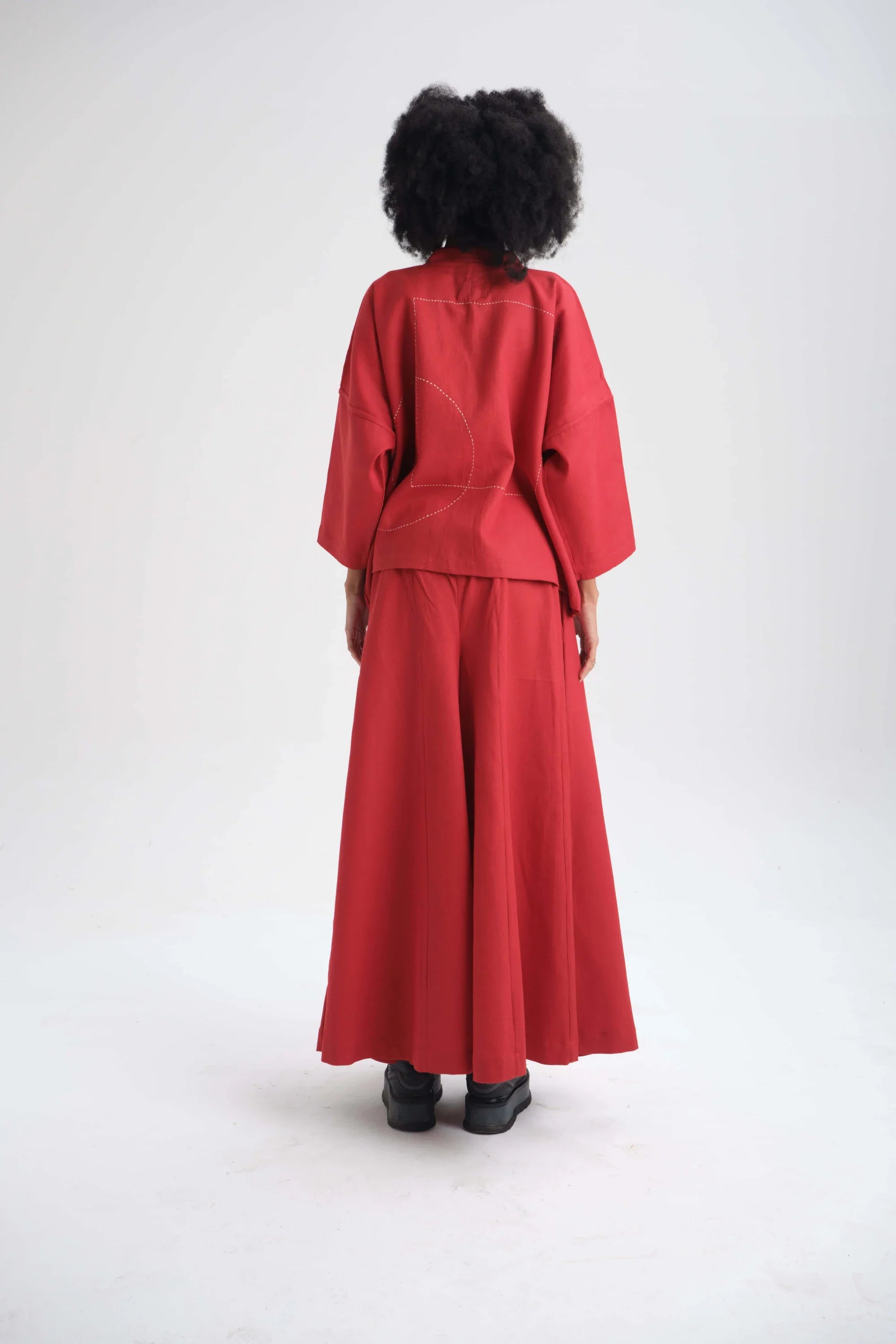 Red Dahlia Top in organic Drill Cotton by White Canvas - Image 3