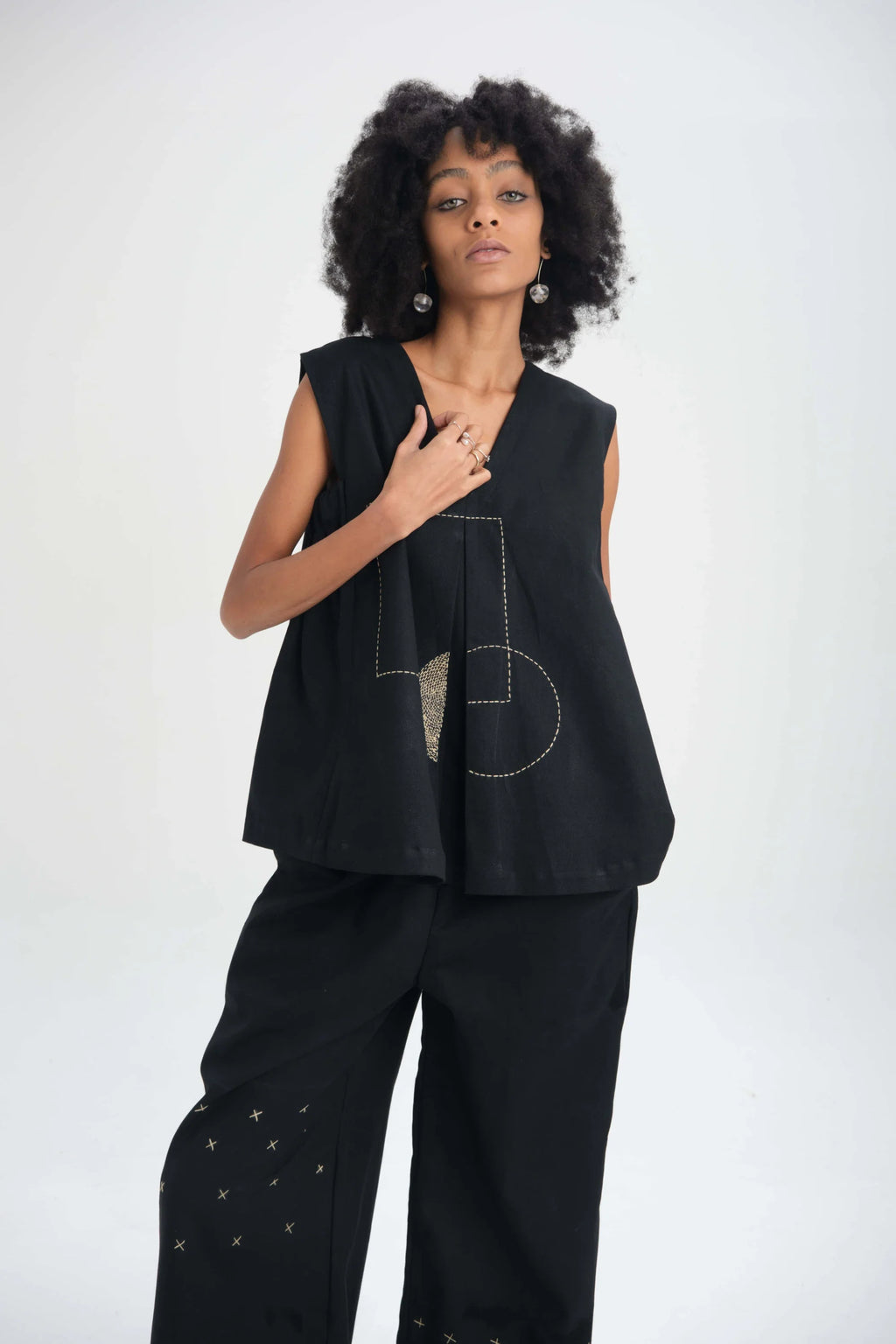 Black Freesia Set in organic Drill Cotton by White Canvas - Image 5