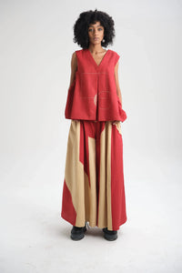 Red Freesia Set in organic Drill Cotton by White Canvas - Image 1