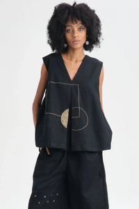 Black Freesia Top in organic Drill Cotton by White Canvas - Image 1