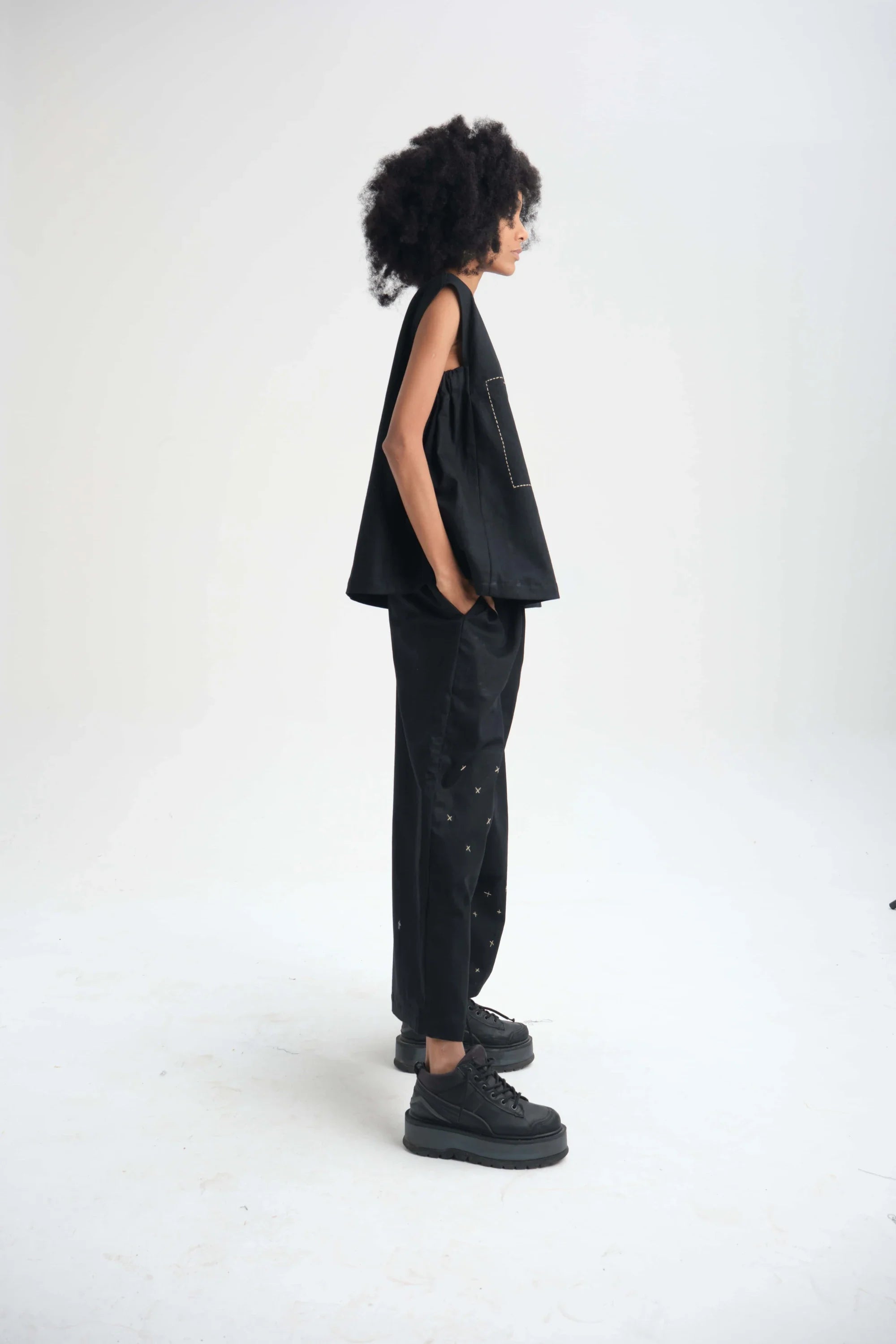 Black Freesia Top in organic Drill Cotton by White Canvas - Image 3
