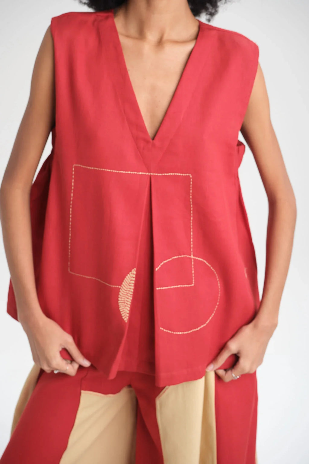 Red Freesia Top in organic Drill Cotton by White Canvas - Image 2