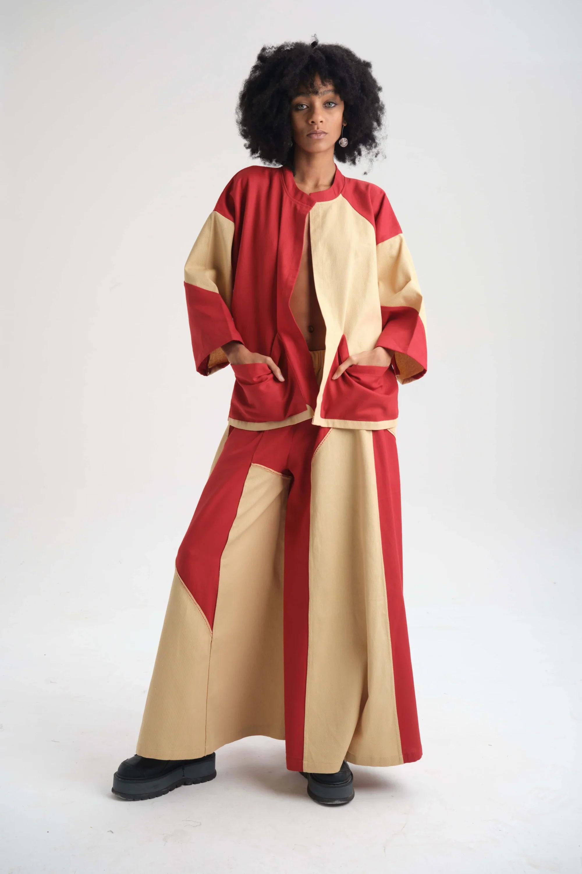 Red Lily Set in organic Drill Cotton by White Canvas - Image 1