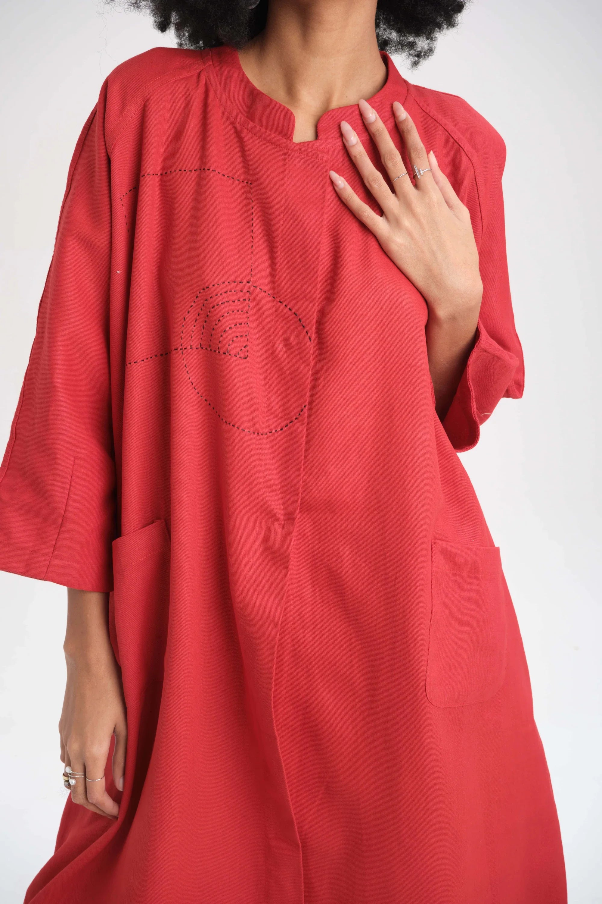 Red Magnolia Jacket in organic Drill Cotton by White Canvas - Image 2