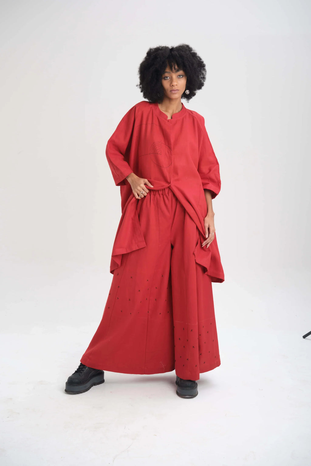 Red Magnolia Jacket in organic Drill Cotton by White Canvas - Image 3