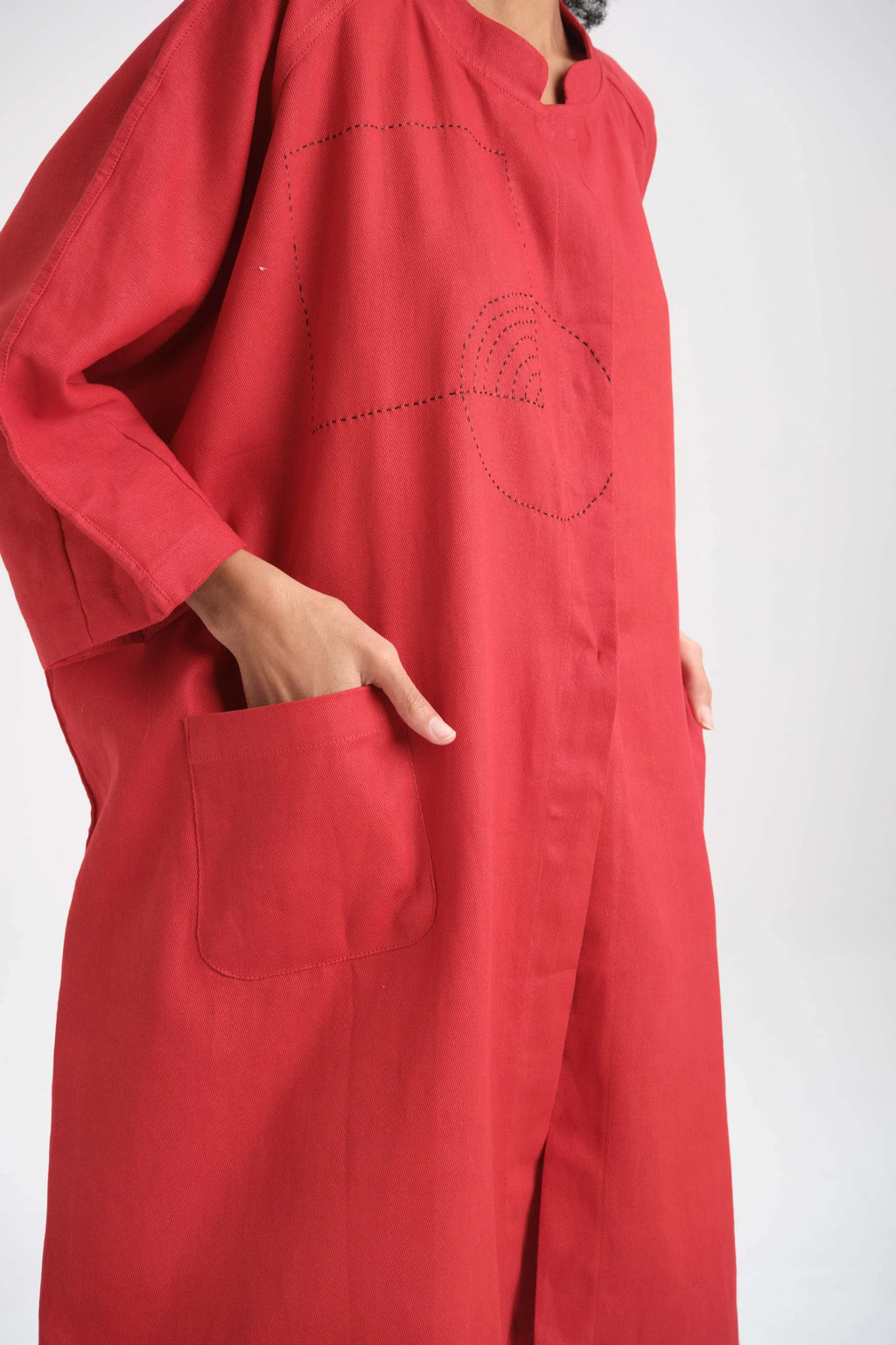 Red Magnolia Jacket in organic Drill Cotton by White Canvas - Image 5