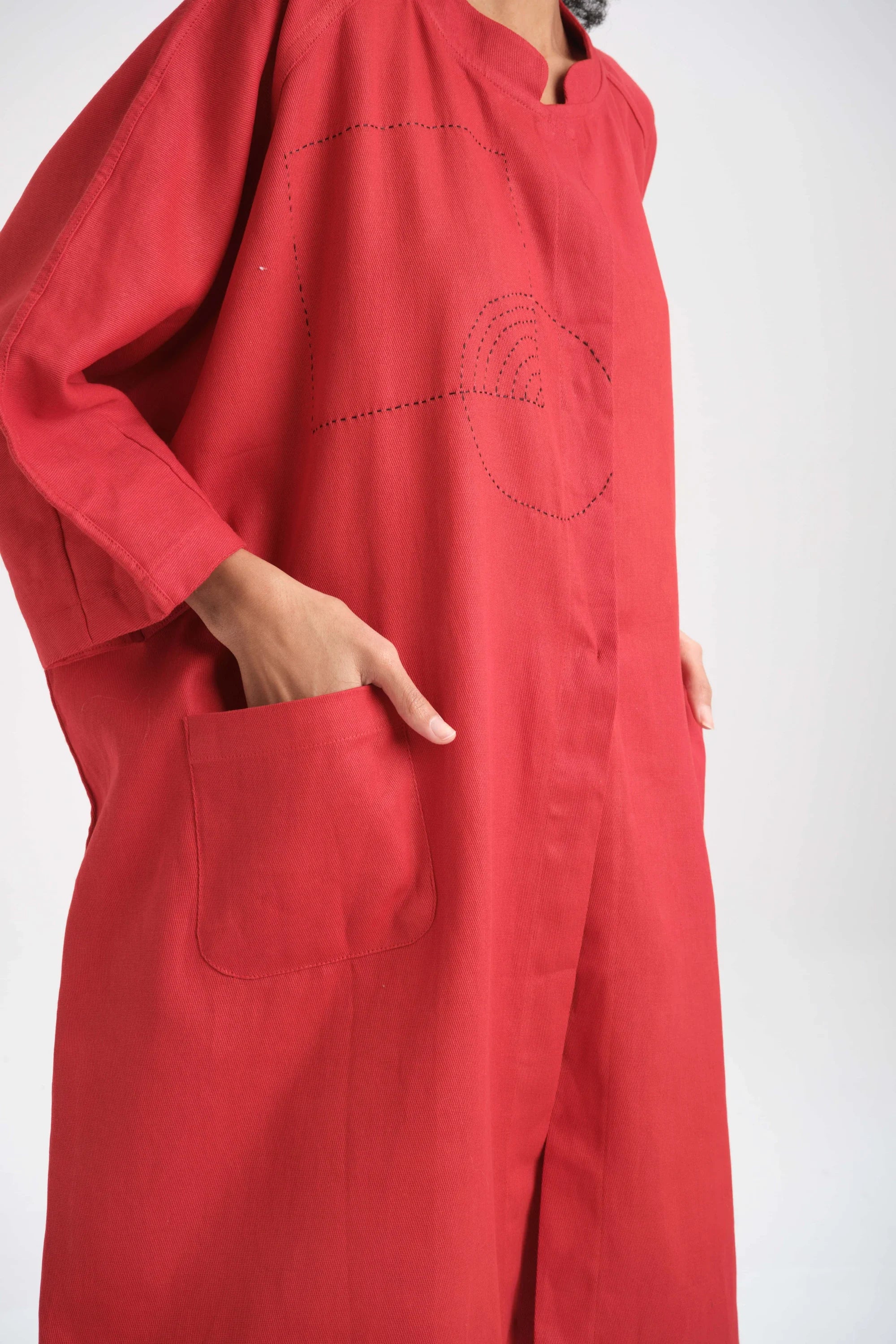 Red Magnolia Jacket in organic Drill Cotton by White Canvas - Image 5