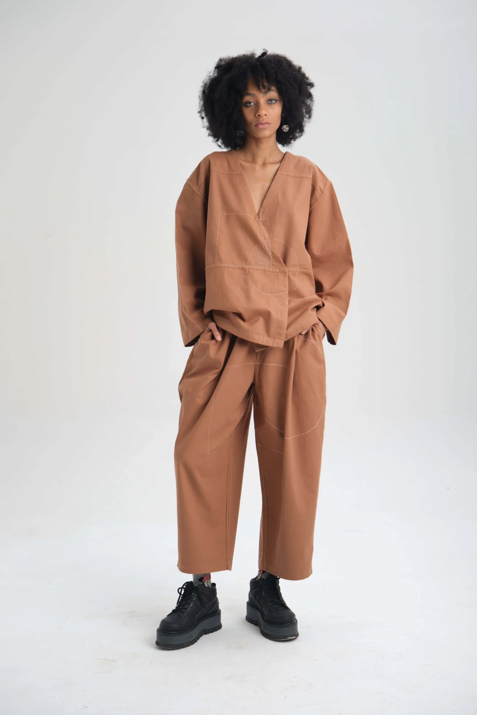 Clay Peony Set in organic Drill Cotton by White Canvas - Image 1