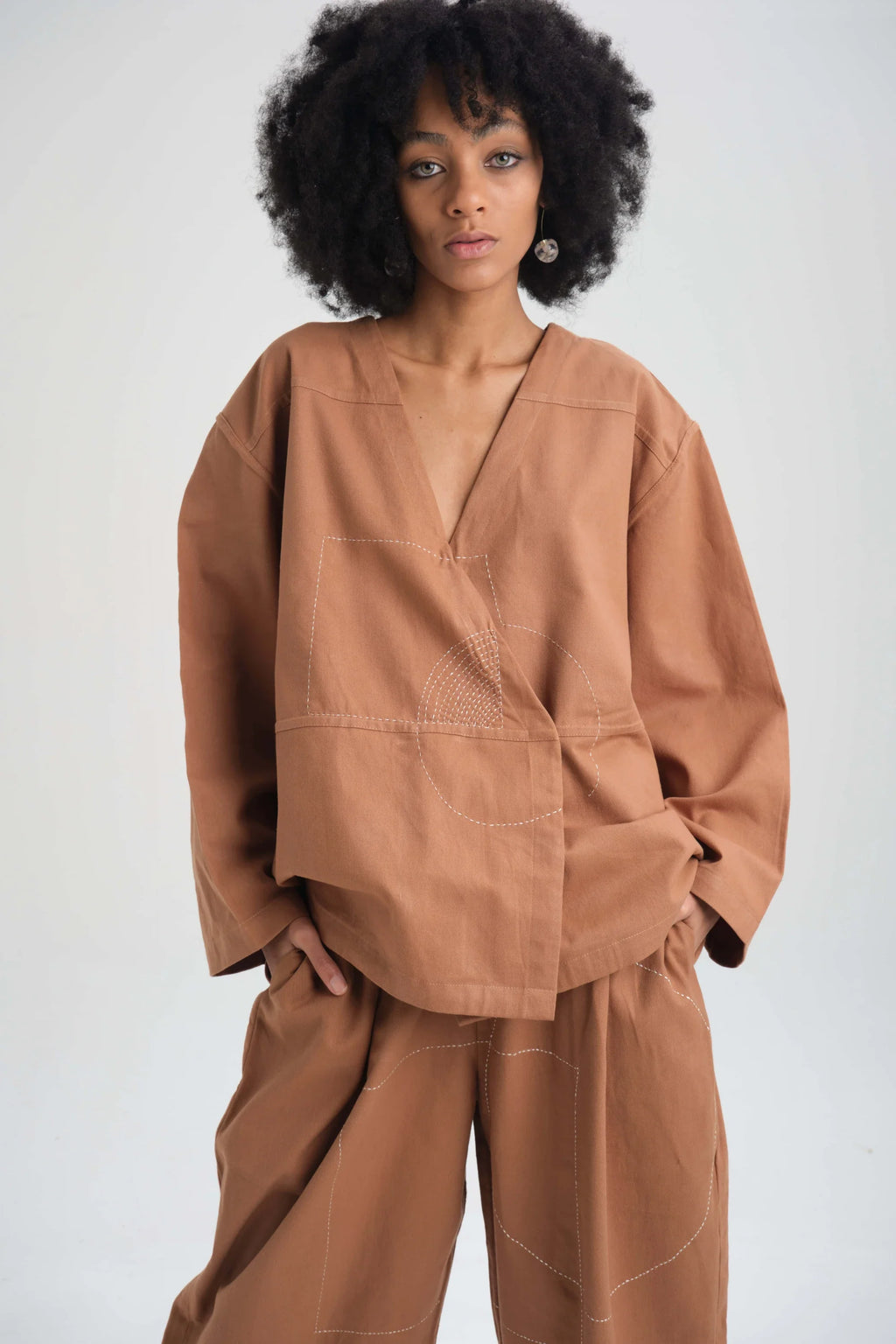 Clay Peony Top in organic Drill Cotton by White Canvas - Image 1