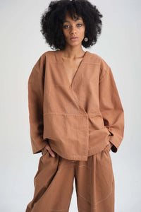 Clay Peony Top in organic Drill Cotton by White Canvas - Image 1