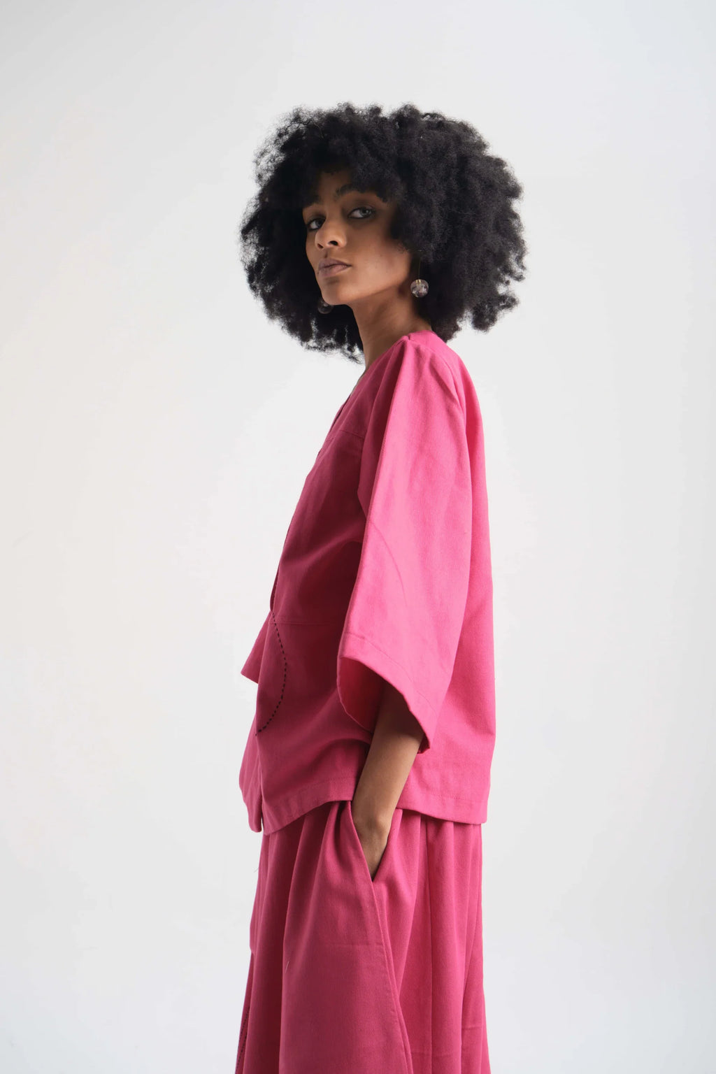 Pink Peony Top in organic Drill Cotton by White Canvas - Image 3