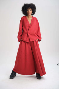 Red Rose Set in organic Drill Cotton by White Canvas - Image 1