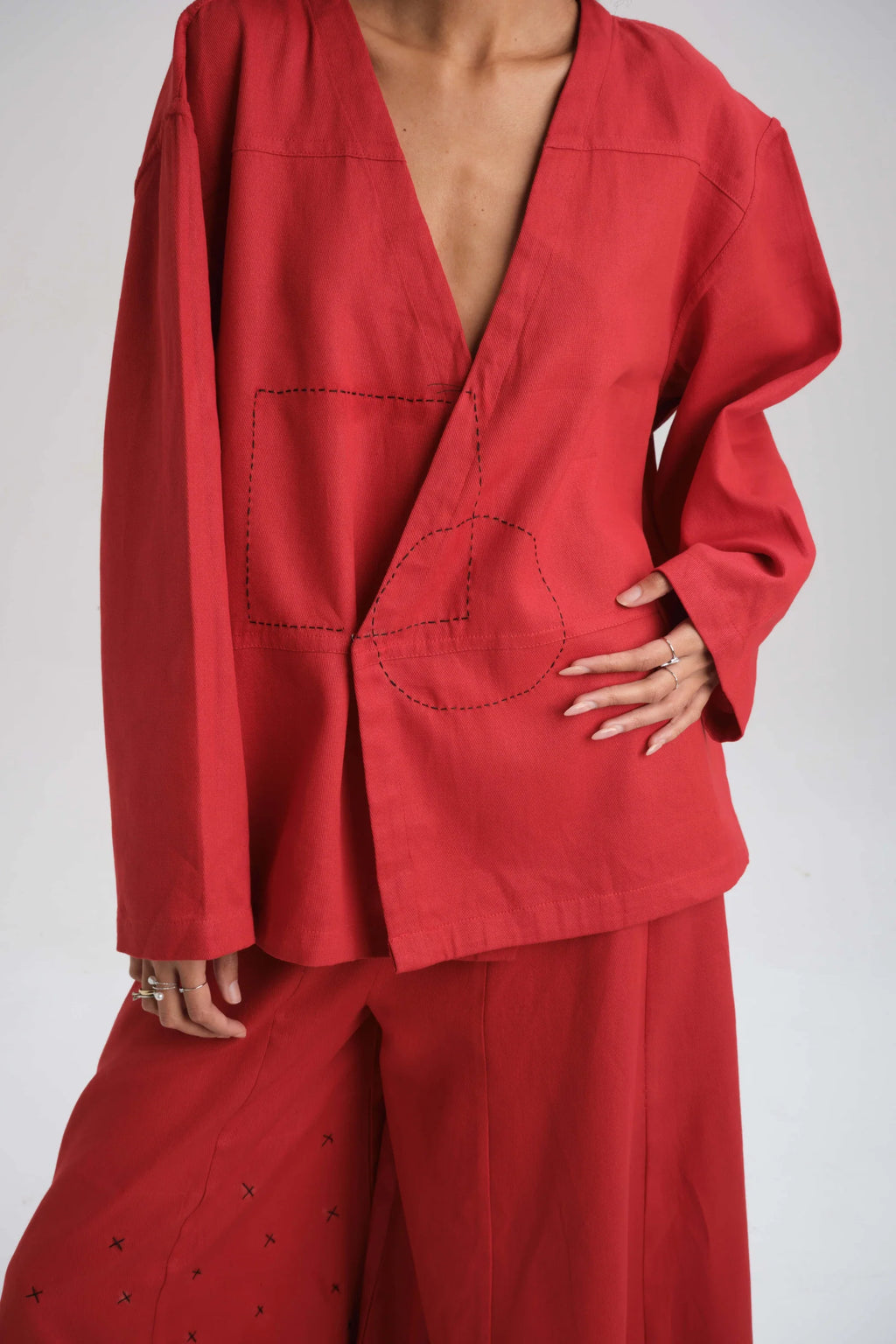 Red Rose Set in organic Drill Cotton by White Canvas - Image 4