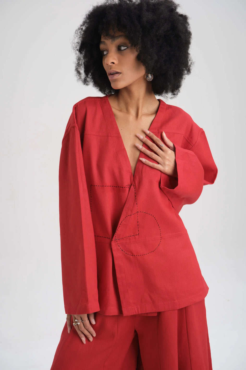 Red RoseTop in organic Drill Cotton by White Canvas - Image 1