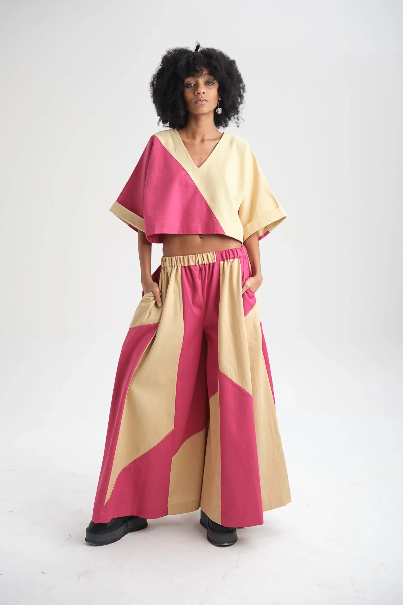 Pink Tulip Set in organic Drill Cotton by White Canvas - Image 1