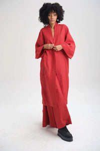 Red Zinnia Kimono in organic Drill Cotton by White Canvas - Image 1