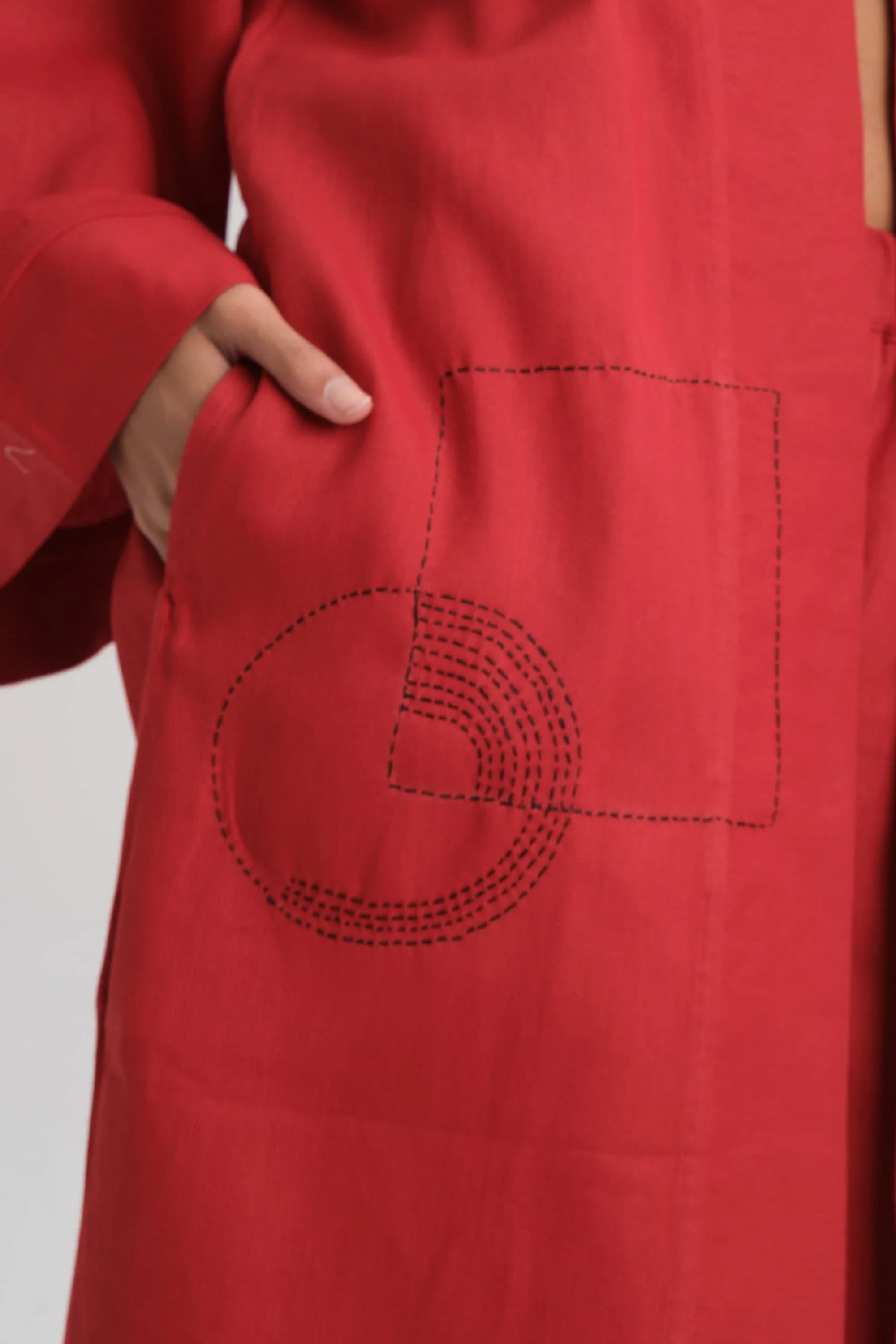 Red Zinnia Kimono in organic Drill Cotton by White Canvas - Image 4