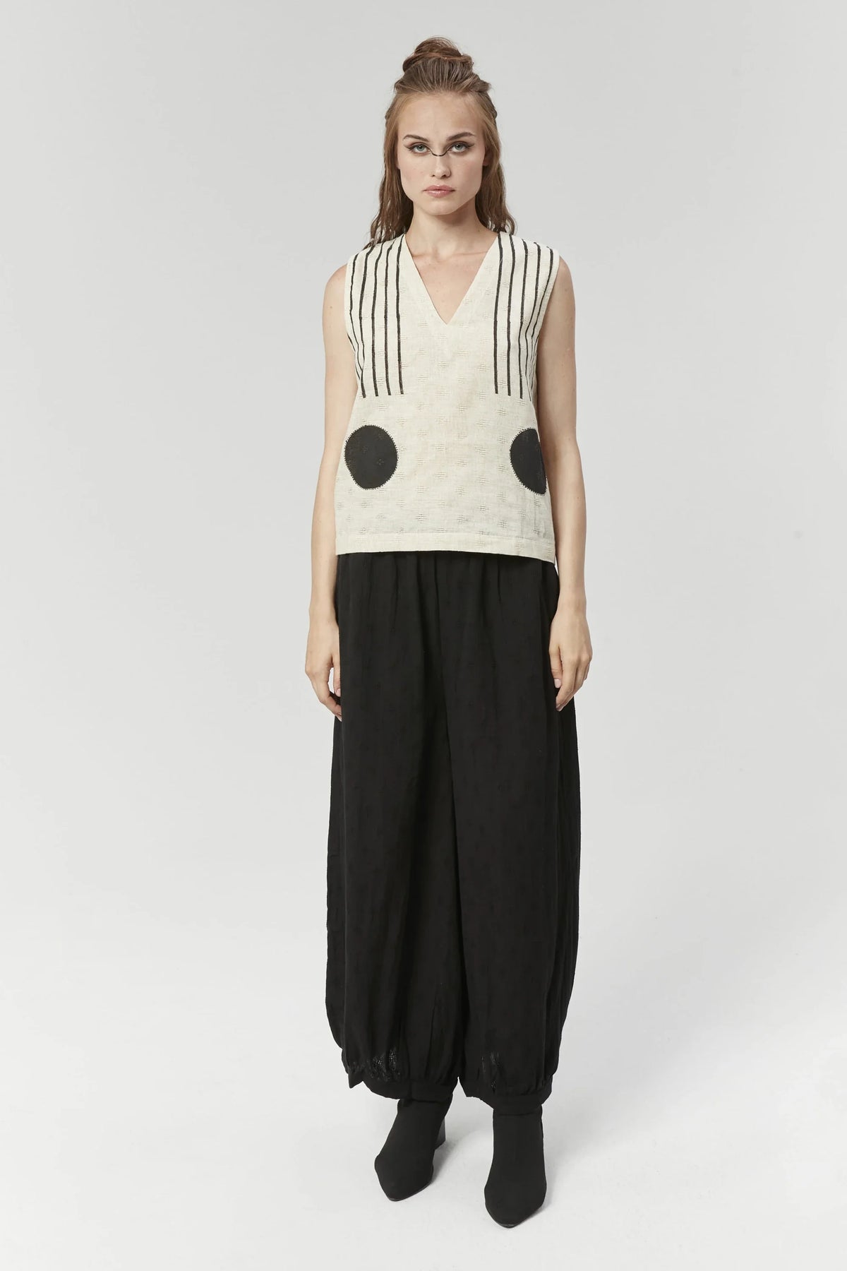 Black Athens Pants in handwoven Dobby Cotton by White Canvas - Image 1