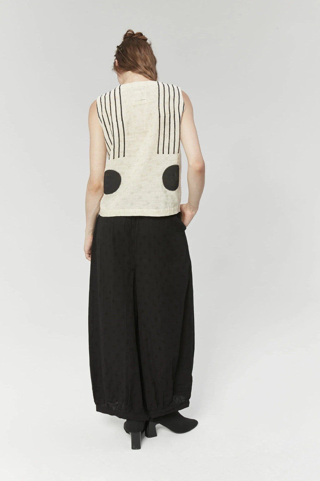 Black Athens Pants in handwoven Dobby Cotton by White Canvas - Image 2