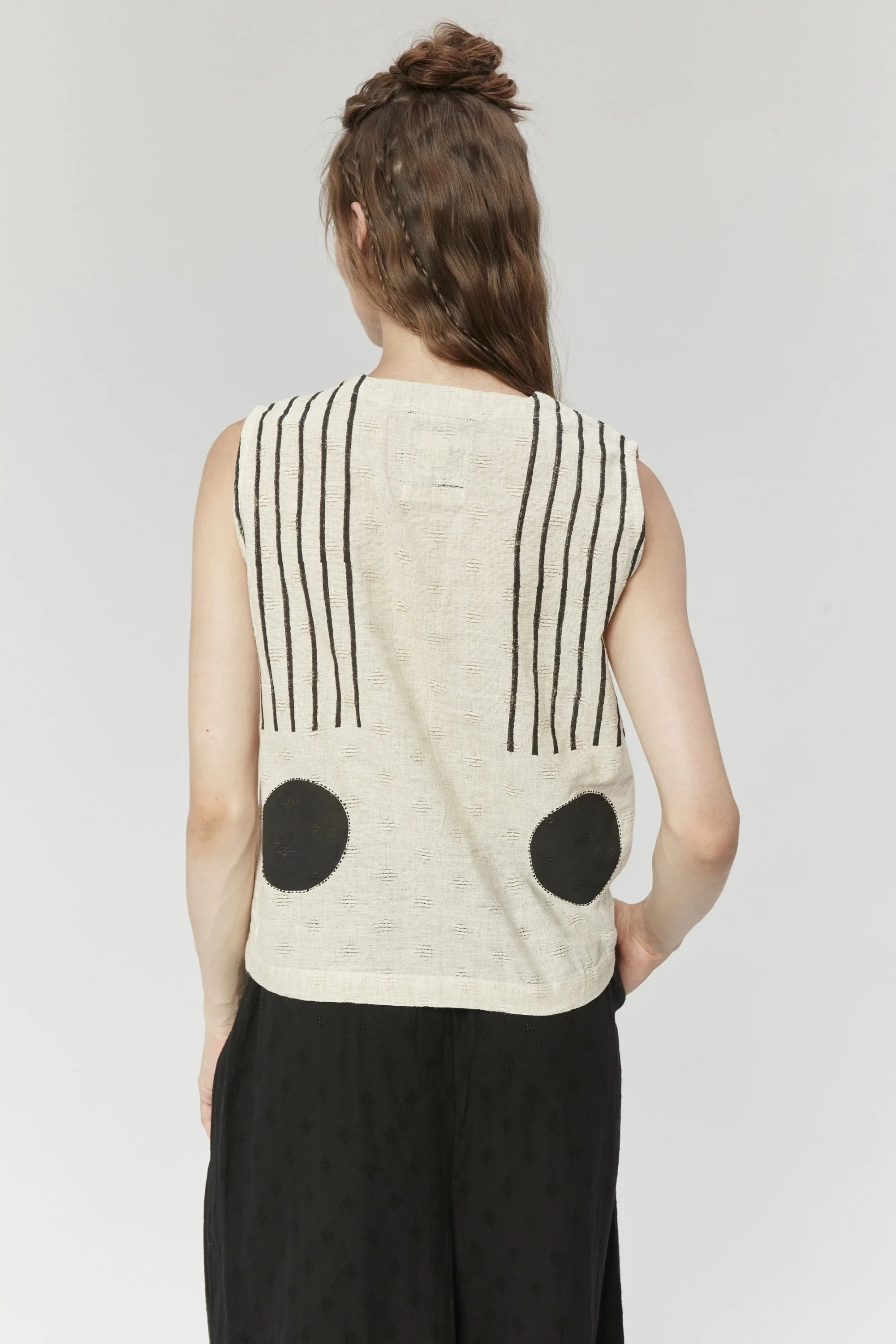 Black Athens Top in handwoven Dobby Cotton by White Canvas - Image 2