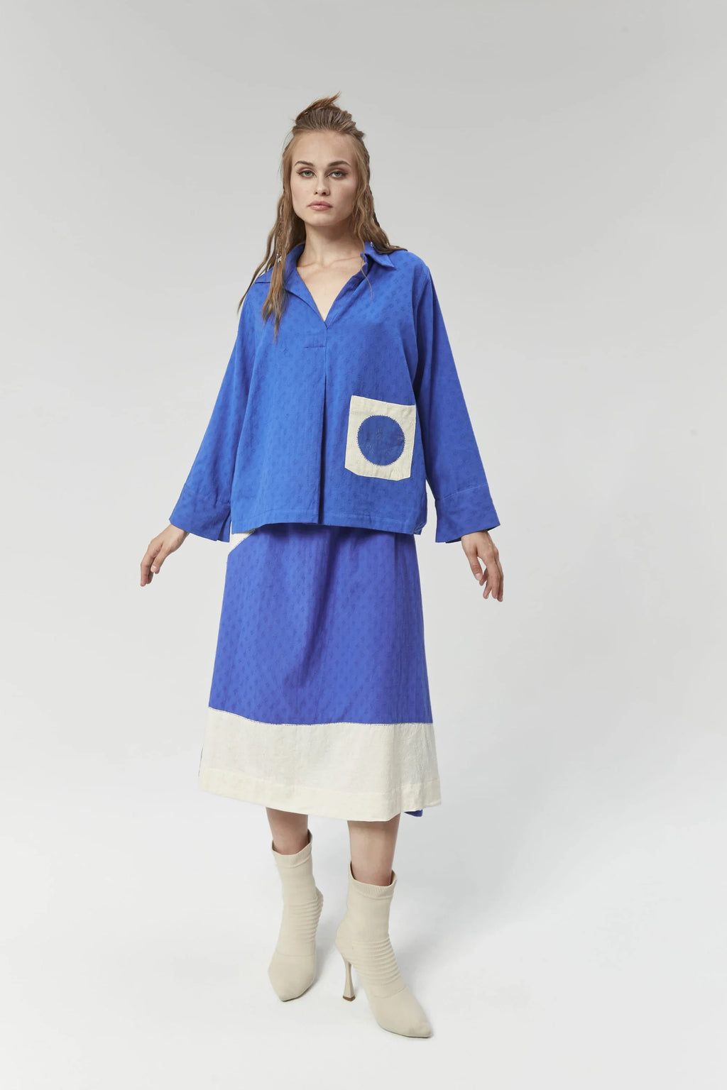 Blue Baku Set in handwoven Dobby Cotton by White Canvas - Image 1