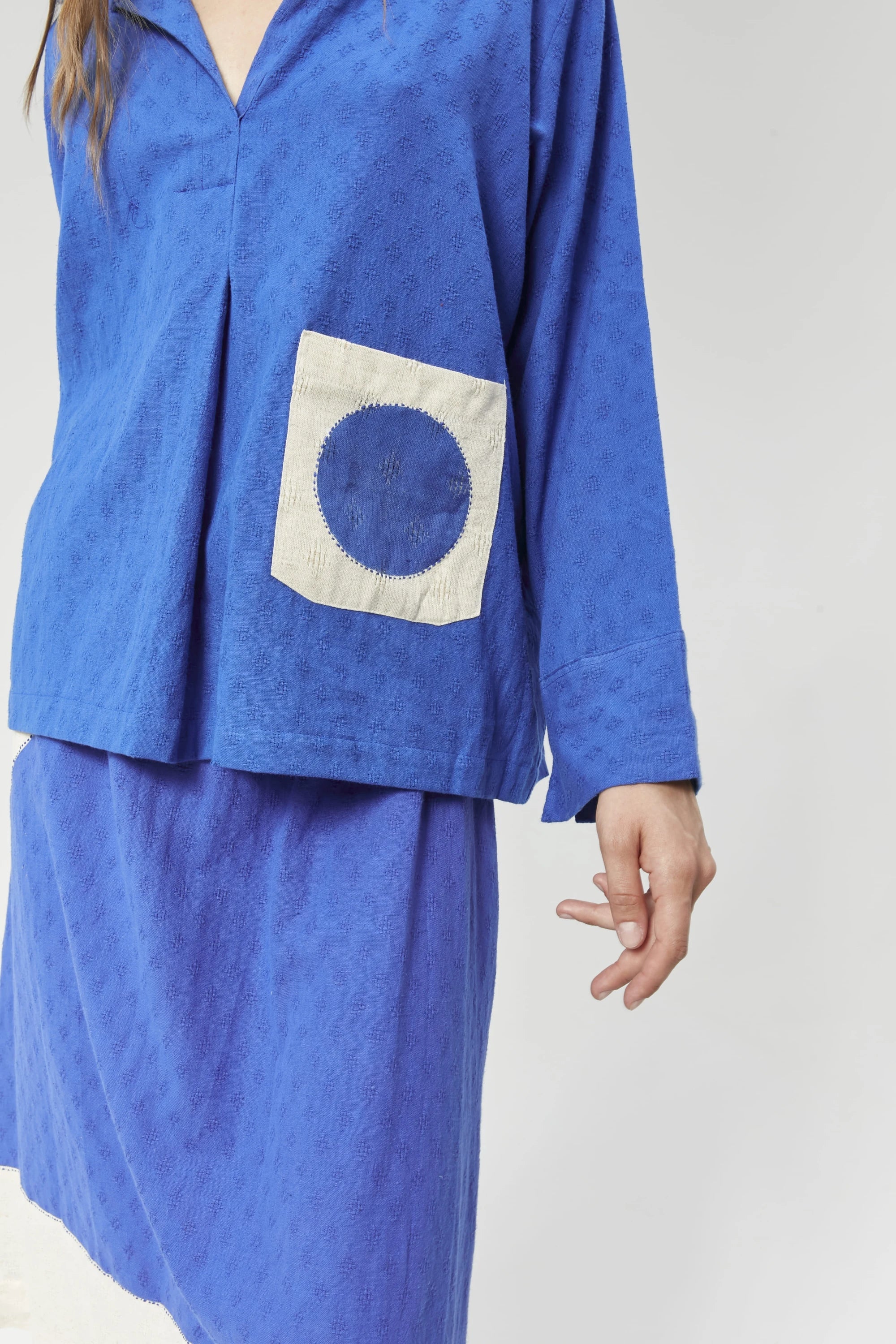Blue Baku Set in handwoven Dobby Cotton by White Canvas - Image 5