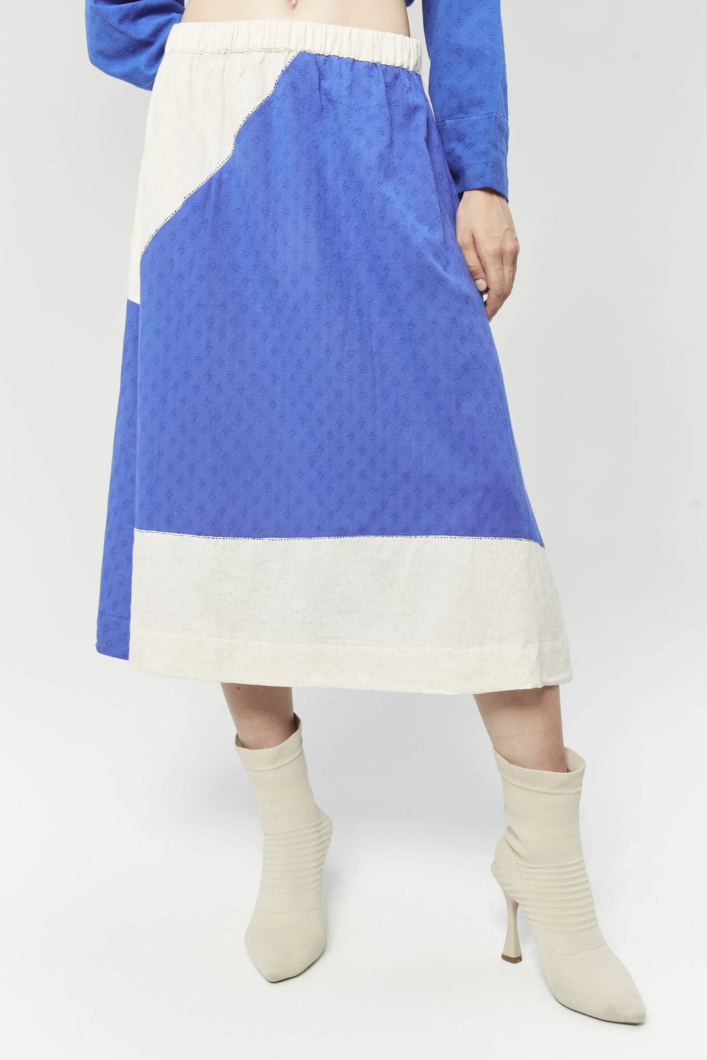 Blue Baku Skirt in handwoven Dobby Cotton by White Canvas - Image 4
