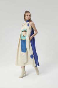 Blue Istanbul Dress in handwoven Dobby Cotton by White Canvas - Image 1