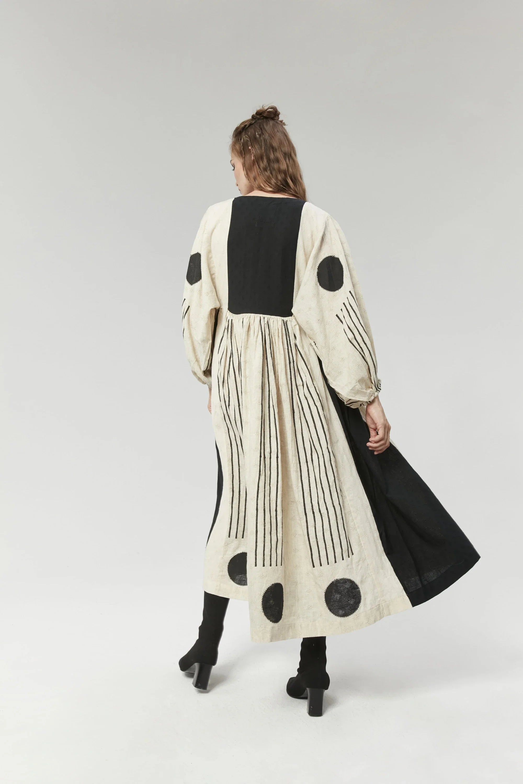 Black Mumbai Dress in handwoven Dobby Cotton by White Canvas - Image 2