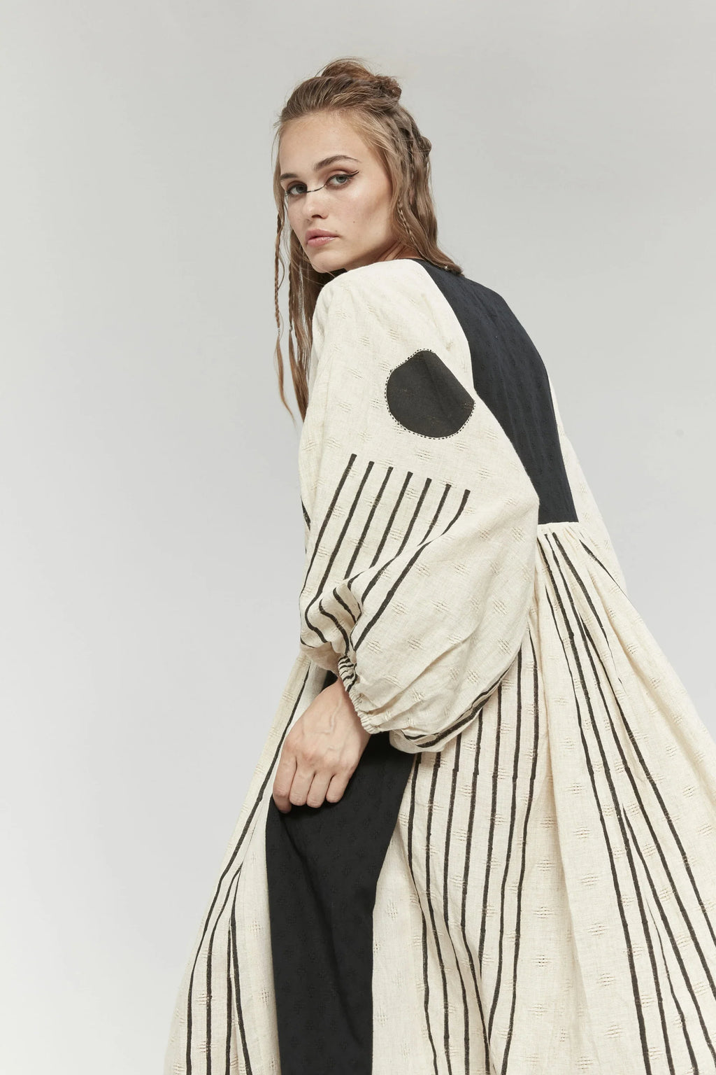 Black Mumbai Dress in handwoven Dobby Cotton by White Canvas - Image 3