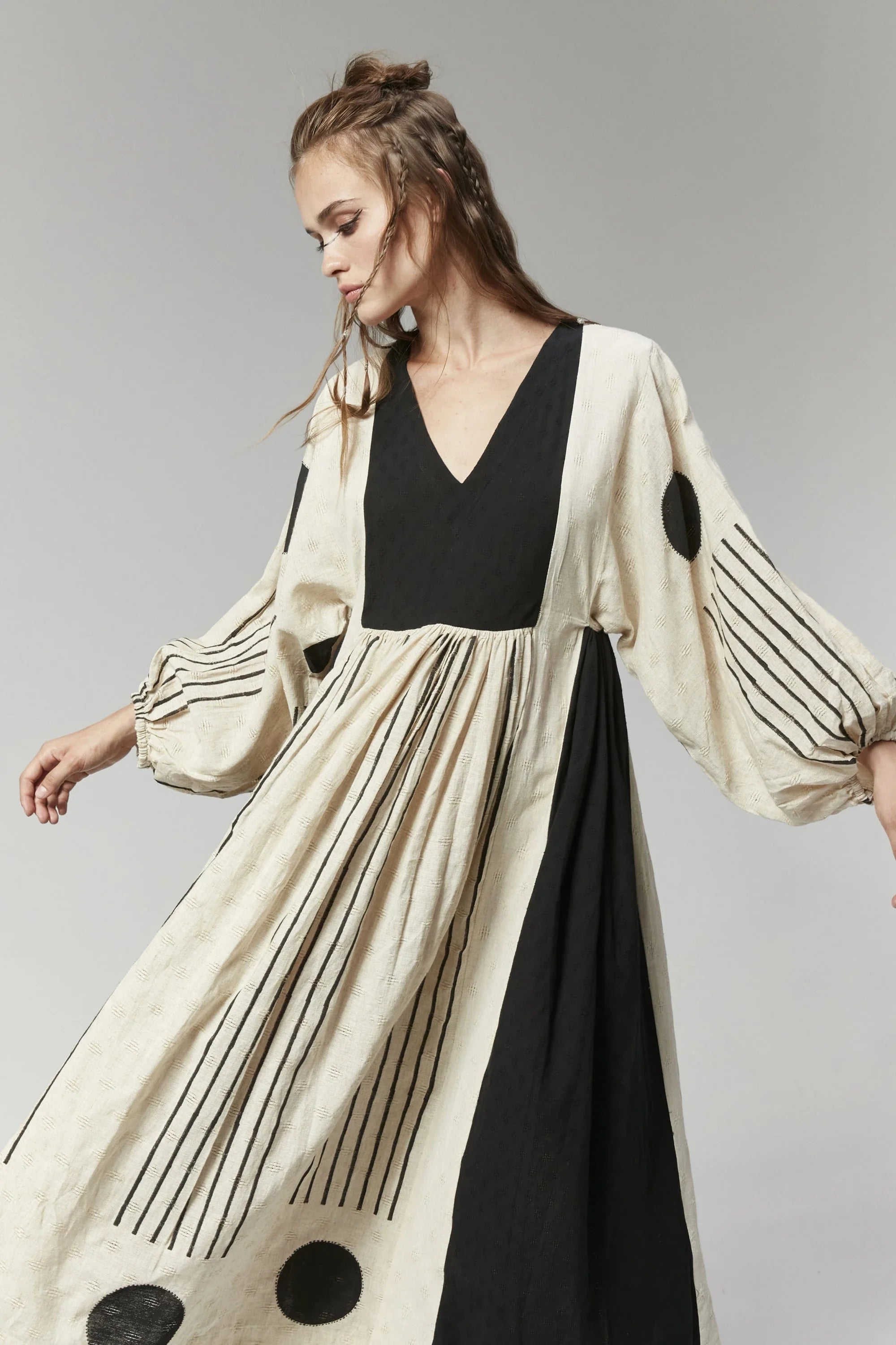 Black Mumbai Dress in handwoven Dobby Cotton by White Canvas - Image 4