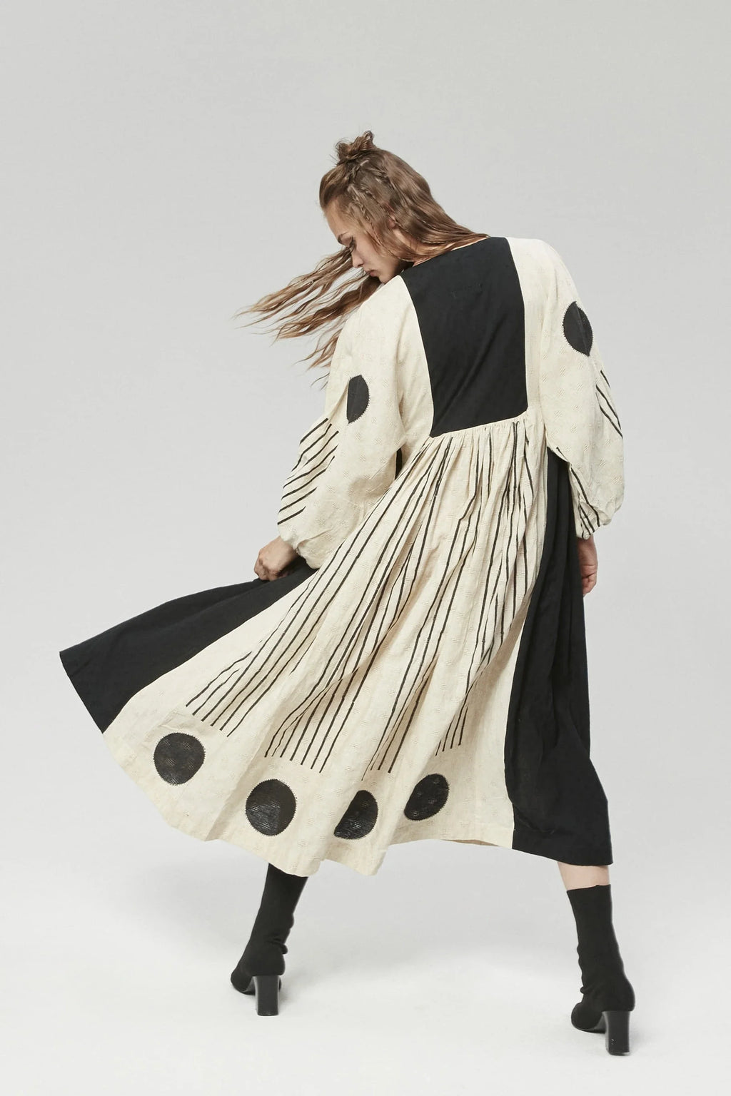 Black Mumbai Dress in handwoven Dobby Cotton by White Canvas - Image 6