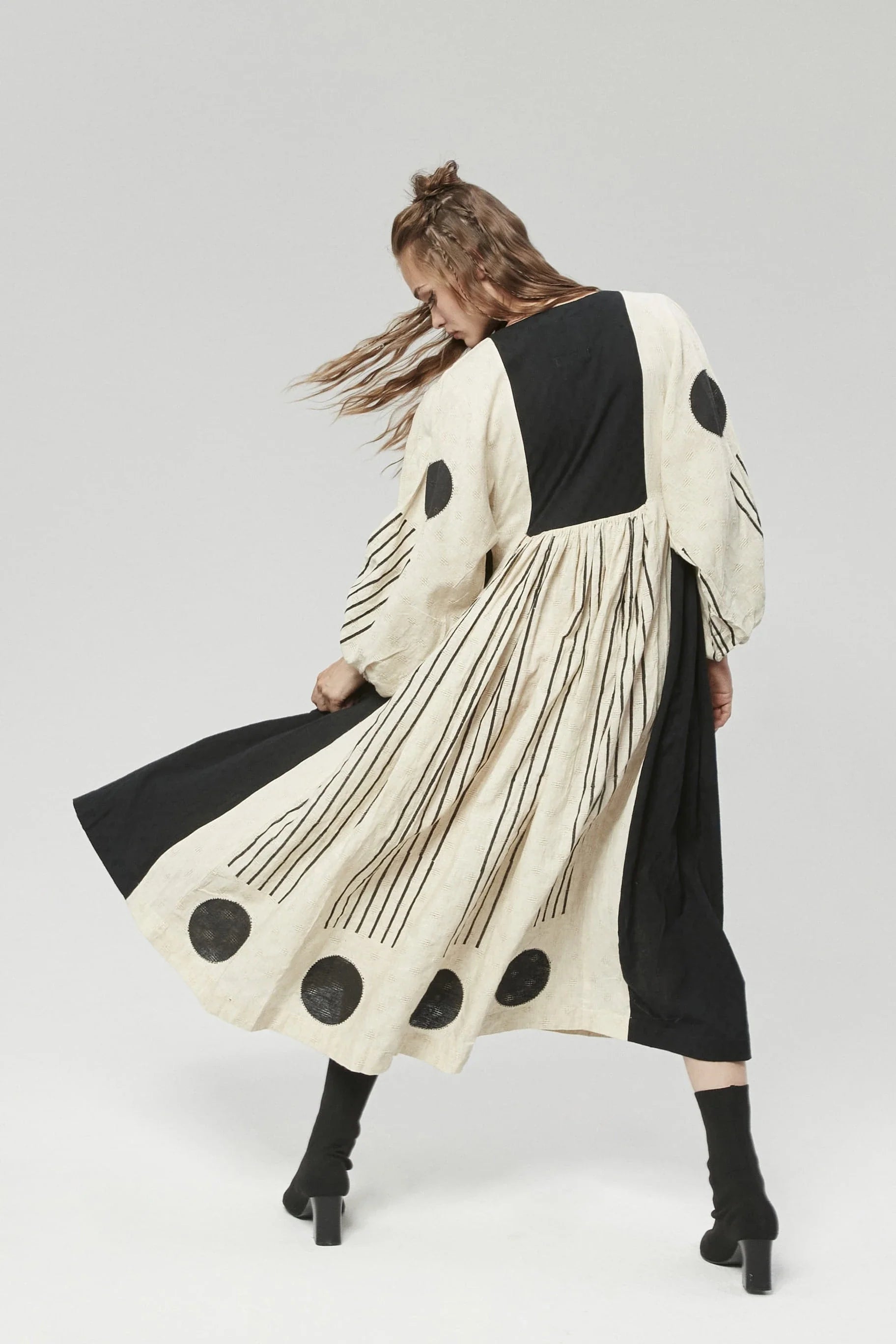 Black Mumbai Dress in handwoven Dobby Cotton by White Canvas - Image 6