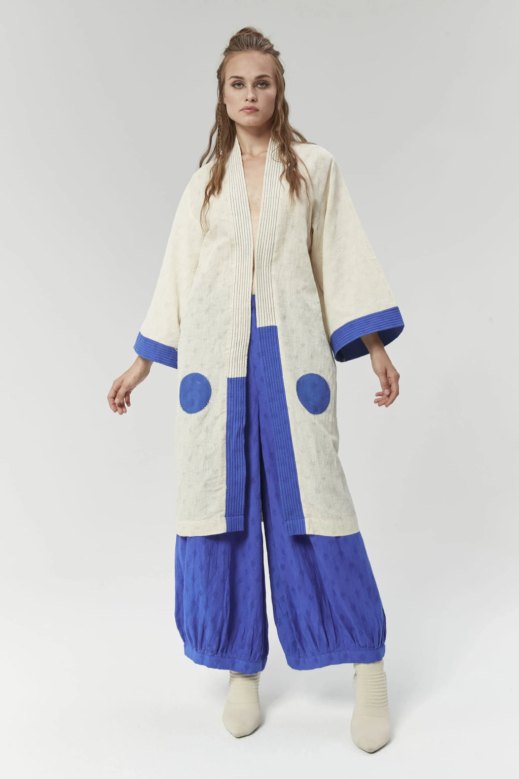 Blue Moscow Jacket in handwoven Dobby Cotton by White Canvas - Image 1