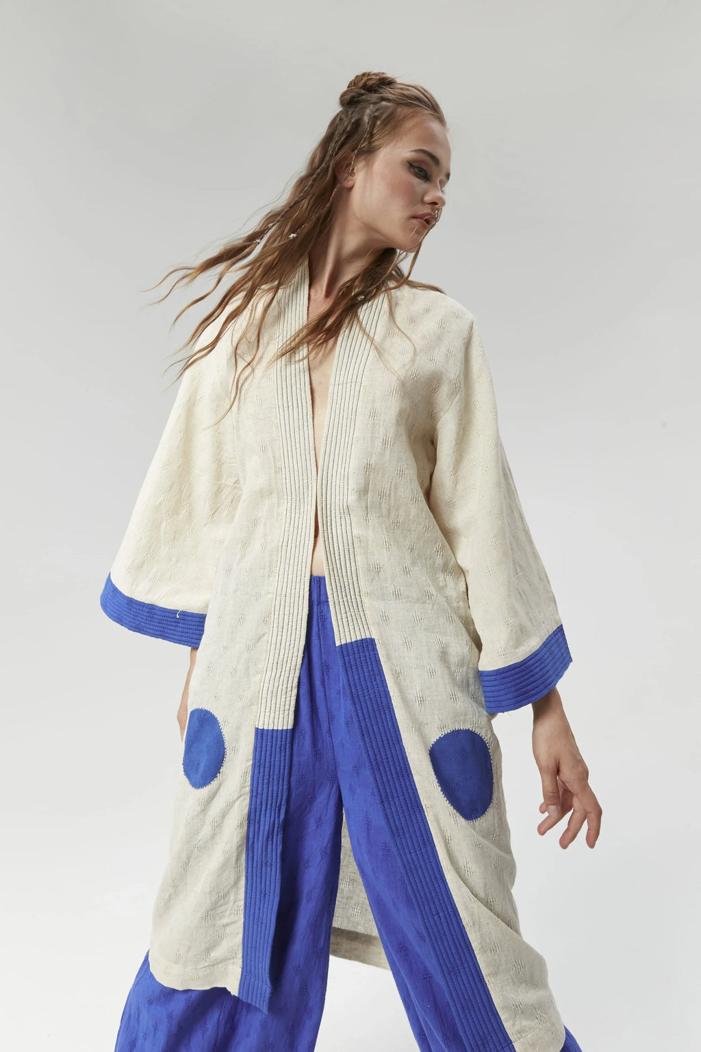 Blue Moscow Jacket in handwoven Dobby Cotton by White Canvas - Image 4