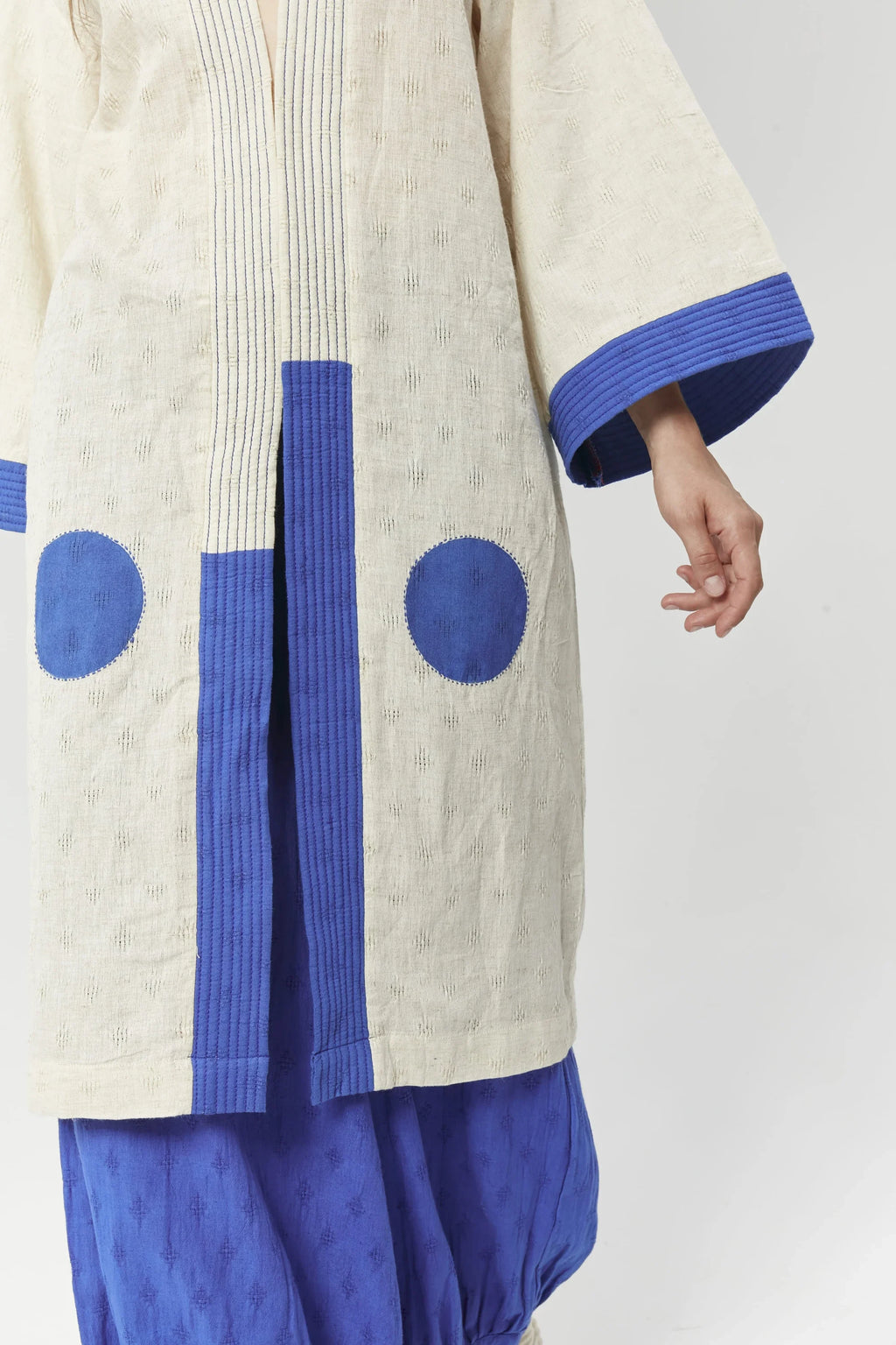 Blue Moscow Jacket in handwoven Dobby Cotton by White Canvas - Image 6