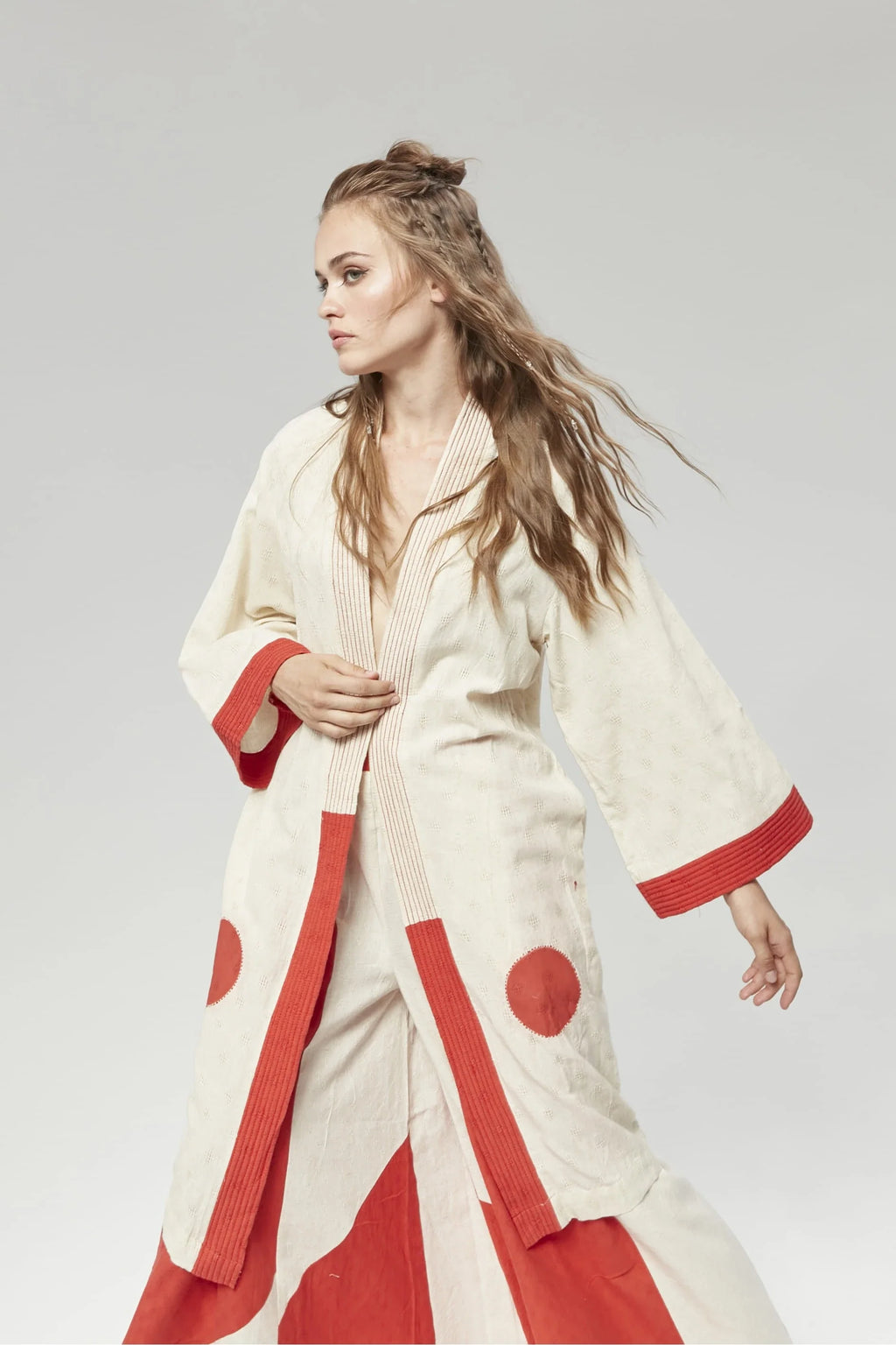 Red Moscow Jacket in handwoven Dobby Cotton by White Canvas - Image 2