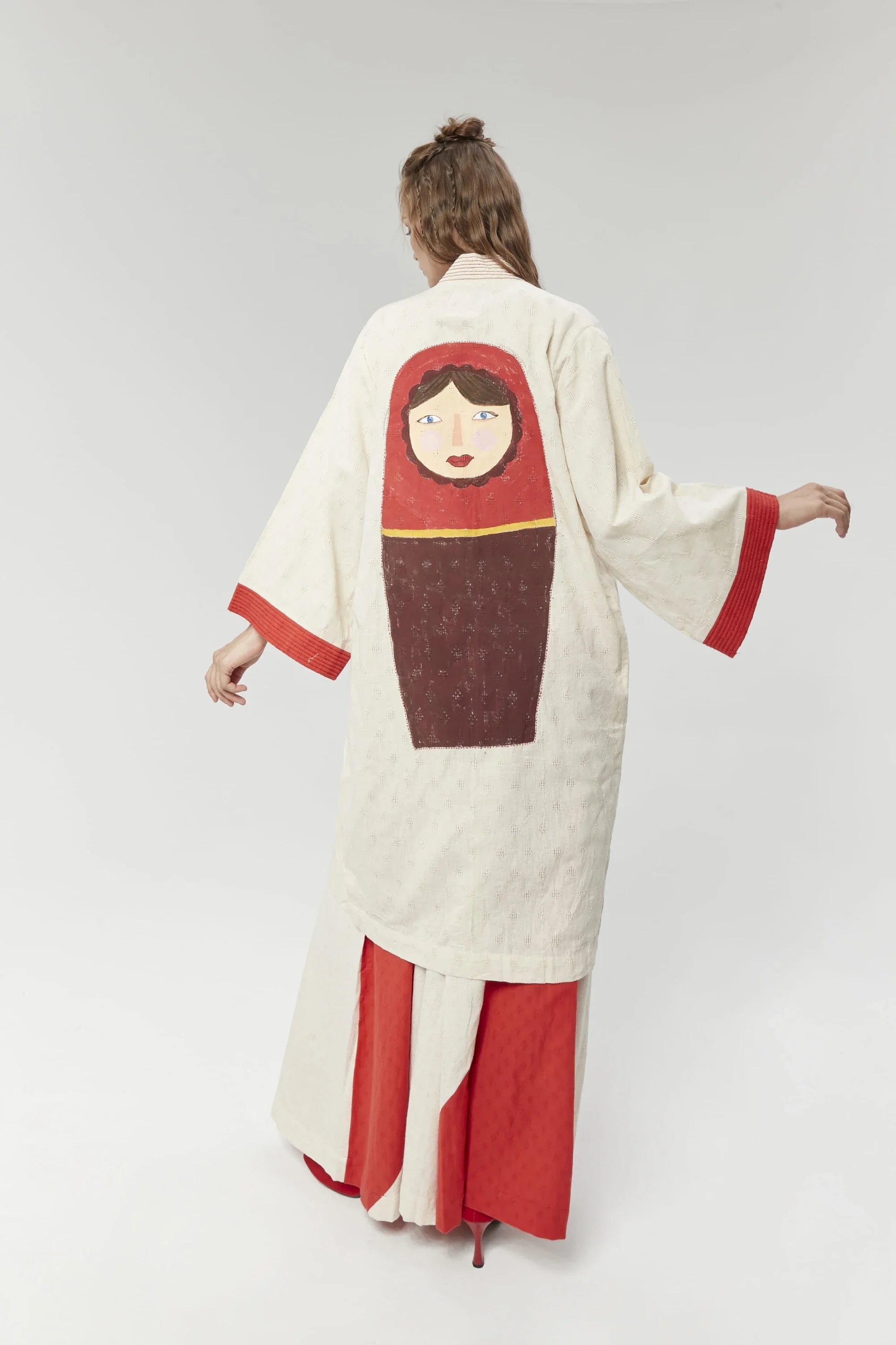 Red Moscow Jacket in handwoven Dobby Cotton by White Canvas - Image 3