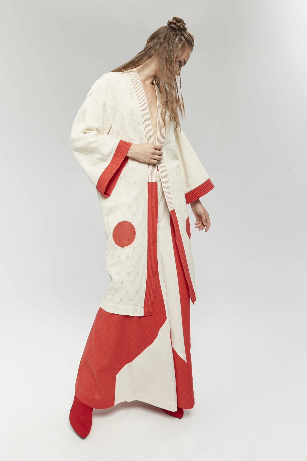 Red Moscow Jacket in handwoven Dobby Cotton by White Canvas - Image 4