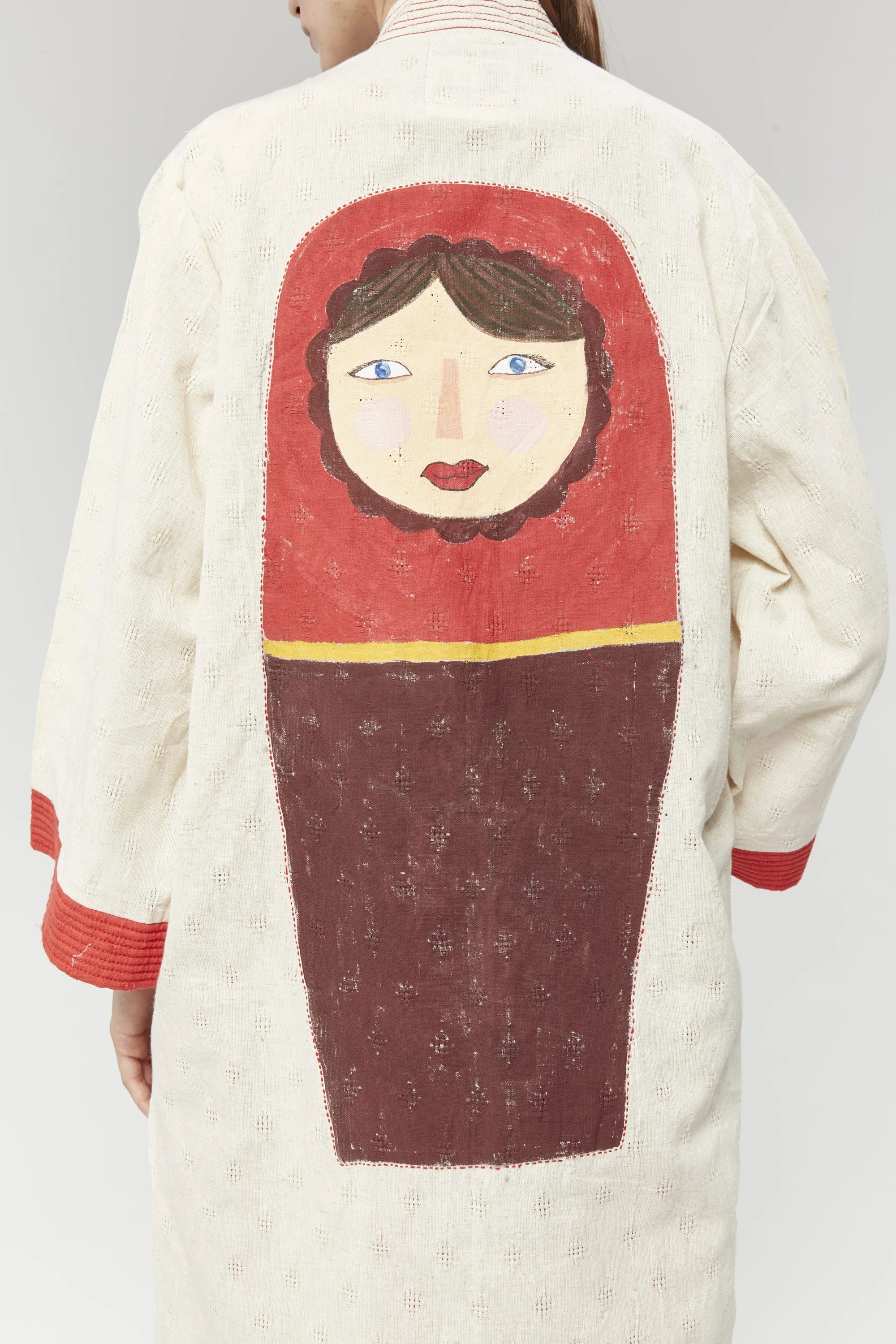 Red Moscow Jacket in handwoven Dobby Cotton by White Canvas - Image 5