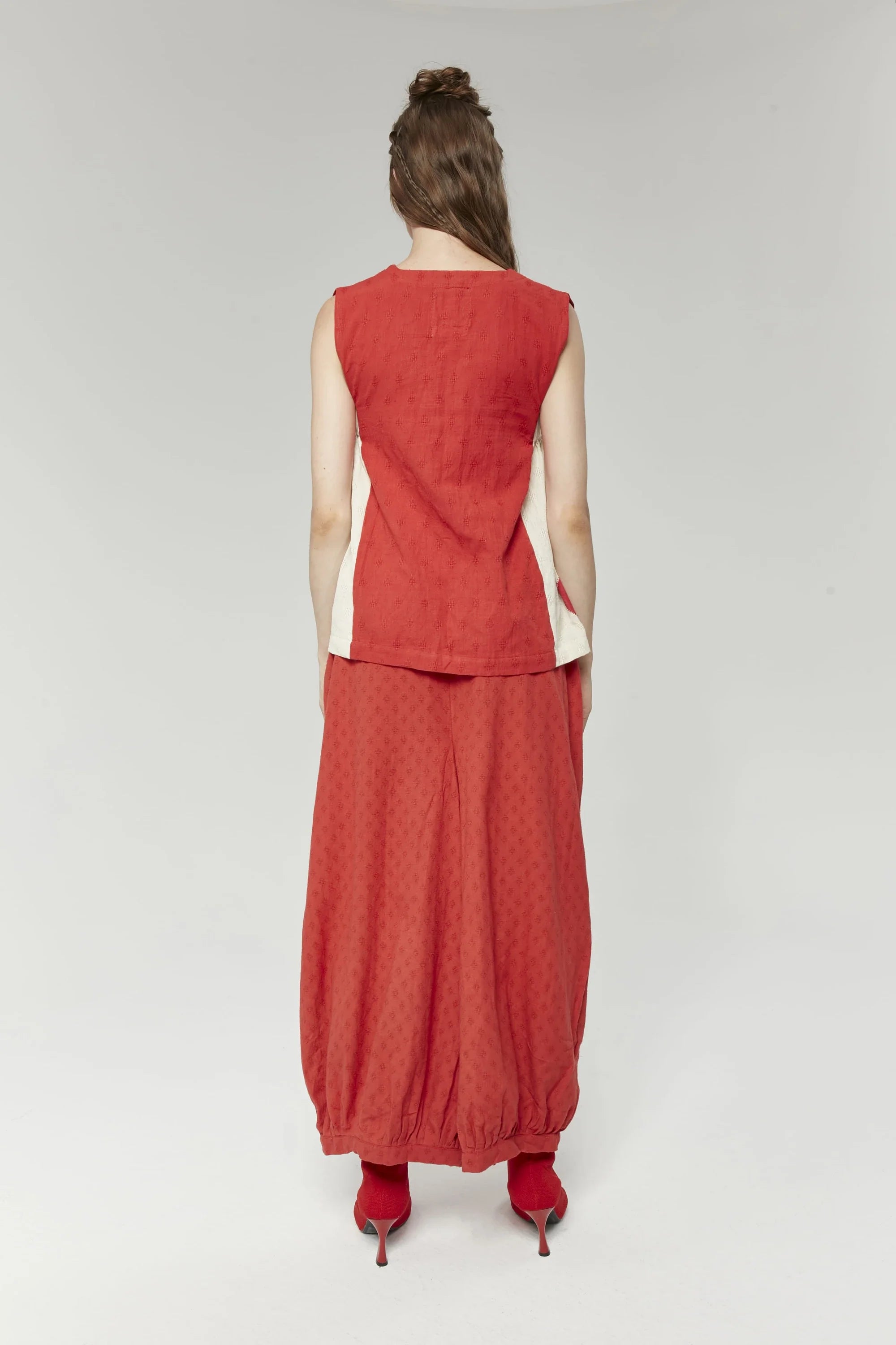 Red Mumbai Top in handwoven Dobby Cotton by White Canvas - Image 4