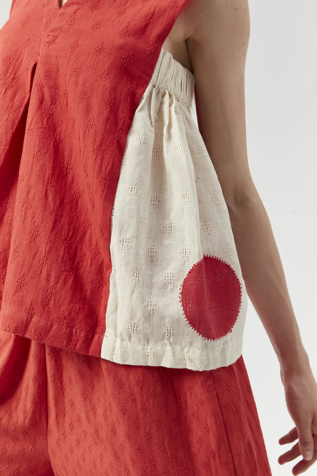 Red Mumbai Top in handwoven Dobby Cotton by White Canvas - Image 5