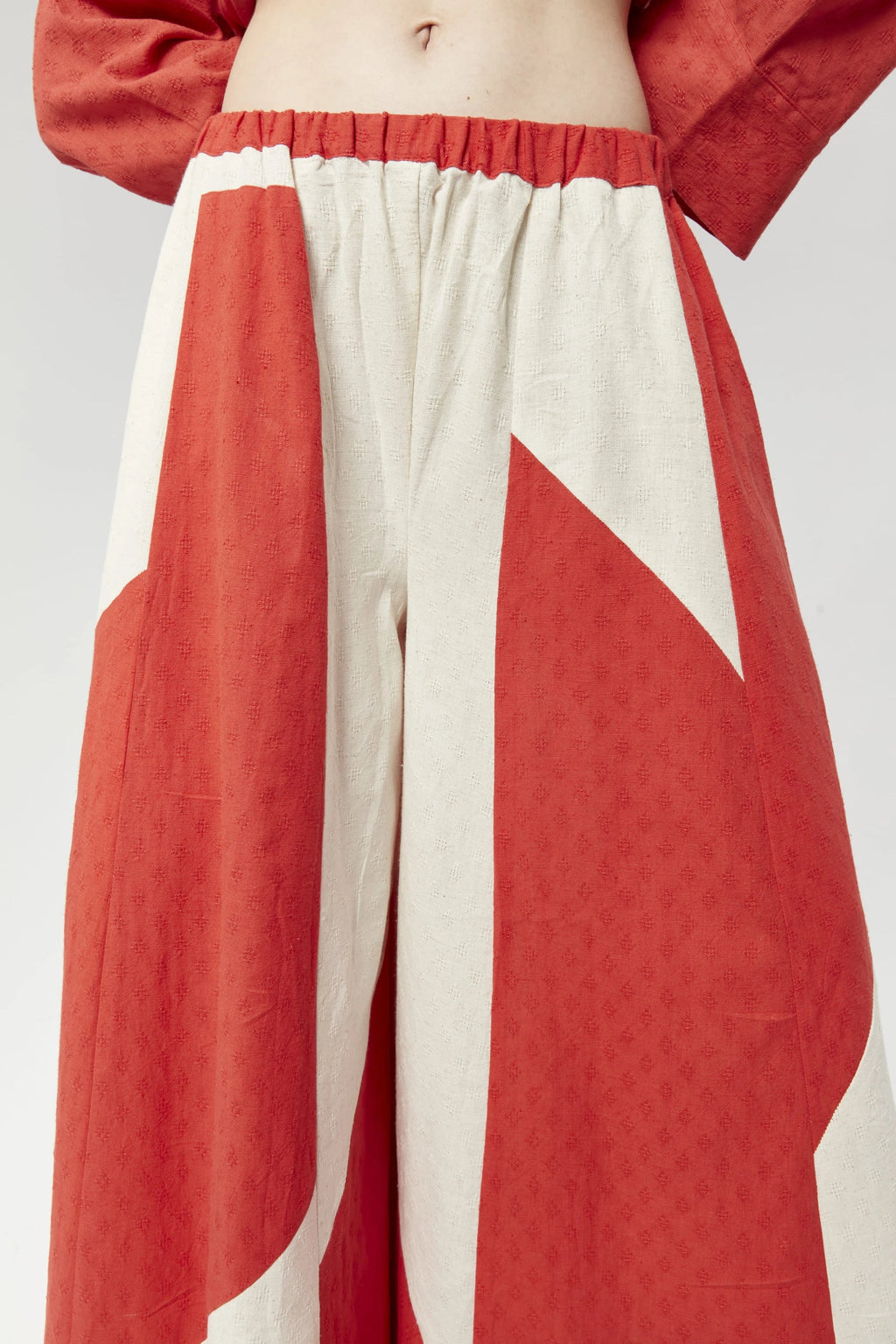 Red Newyork Pants in handwoven Dobby Cotton by White Canvas - Image 6