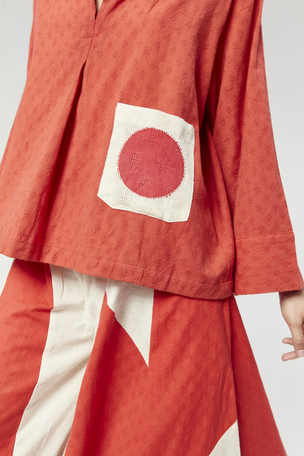 Red Newyork Top in handwoven Dobby Cotton by White Canvas - Image 4