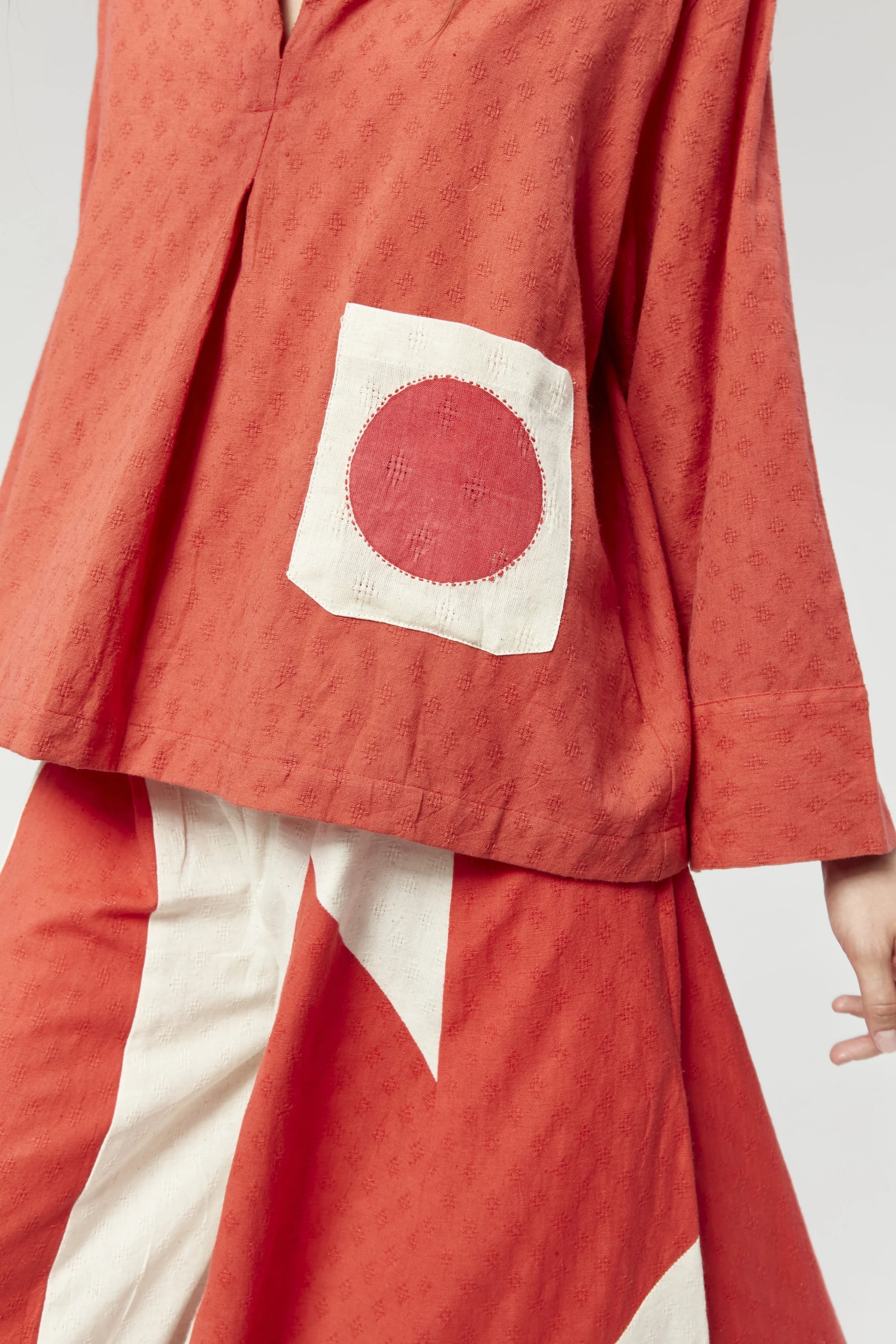 Red Newyork Top in handwoven Dobby Cotton by White Canvas - Image 4