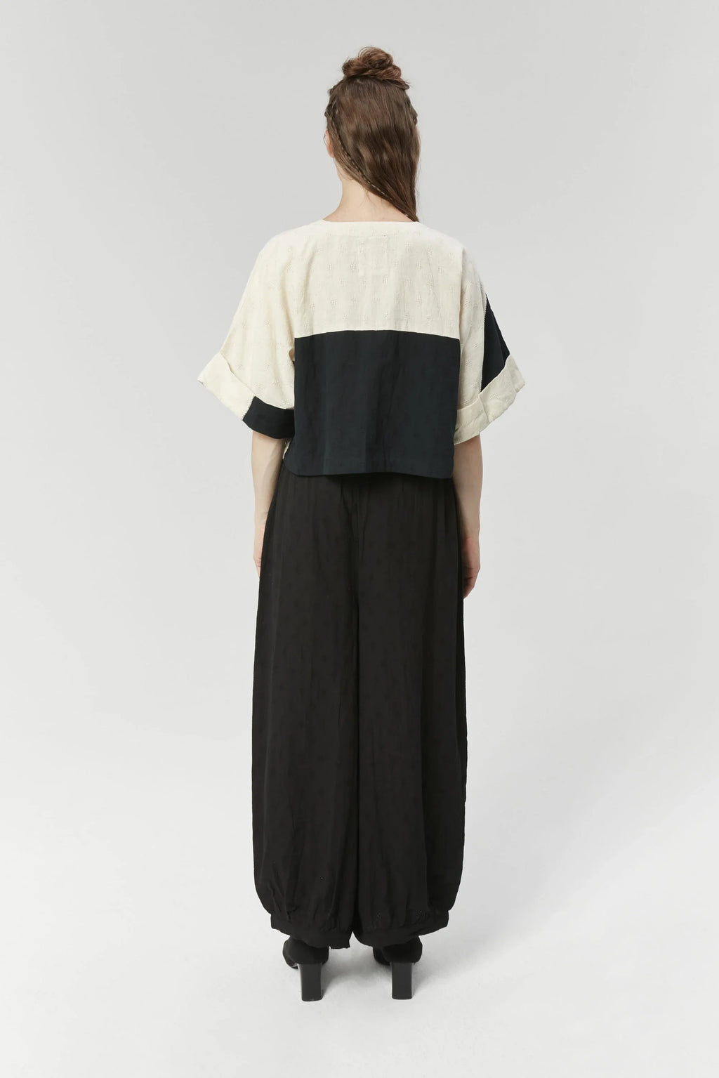 Black Seoul top in handwoven Dobby Cotton by White Canvas - Image 3