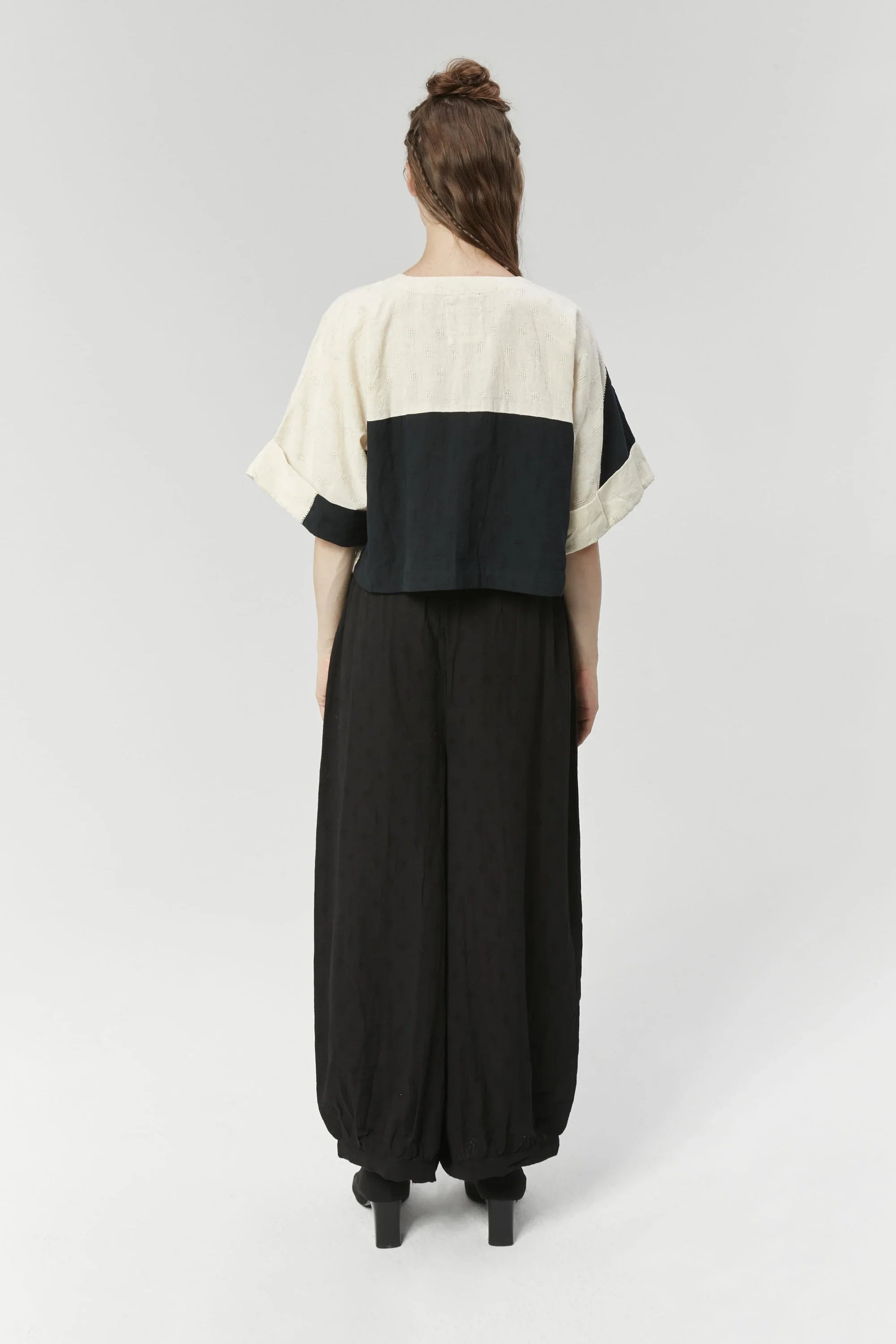 Black Seoul top in handwoven Dobby Cotton by White Canvas - Image 3