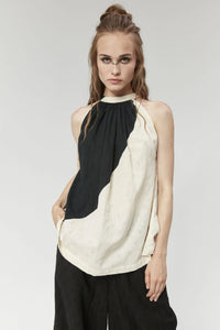 Black Sydney Top in handwoven Dobby Cotton by White Canvas - Image 1